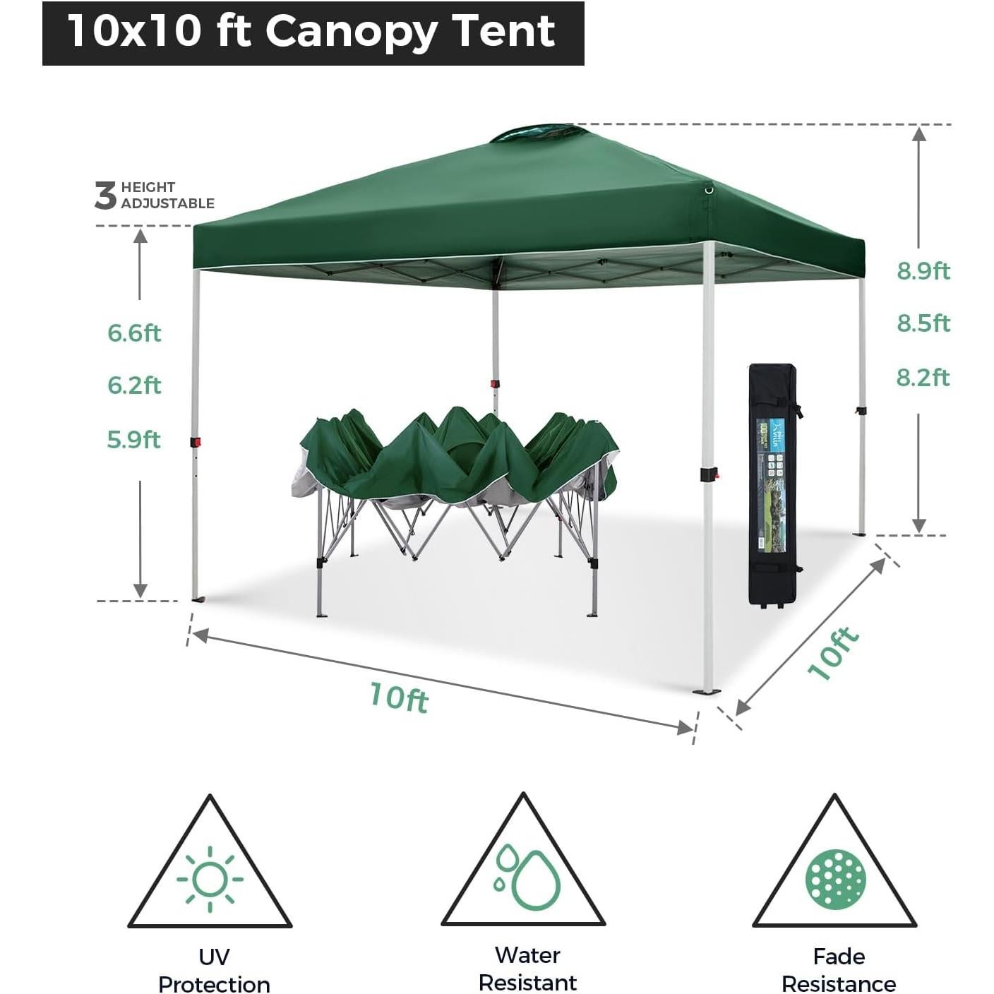 Tienda Canopy Plegable 3.05x3.05m GREEN PARTY - Verde