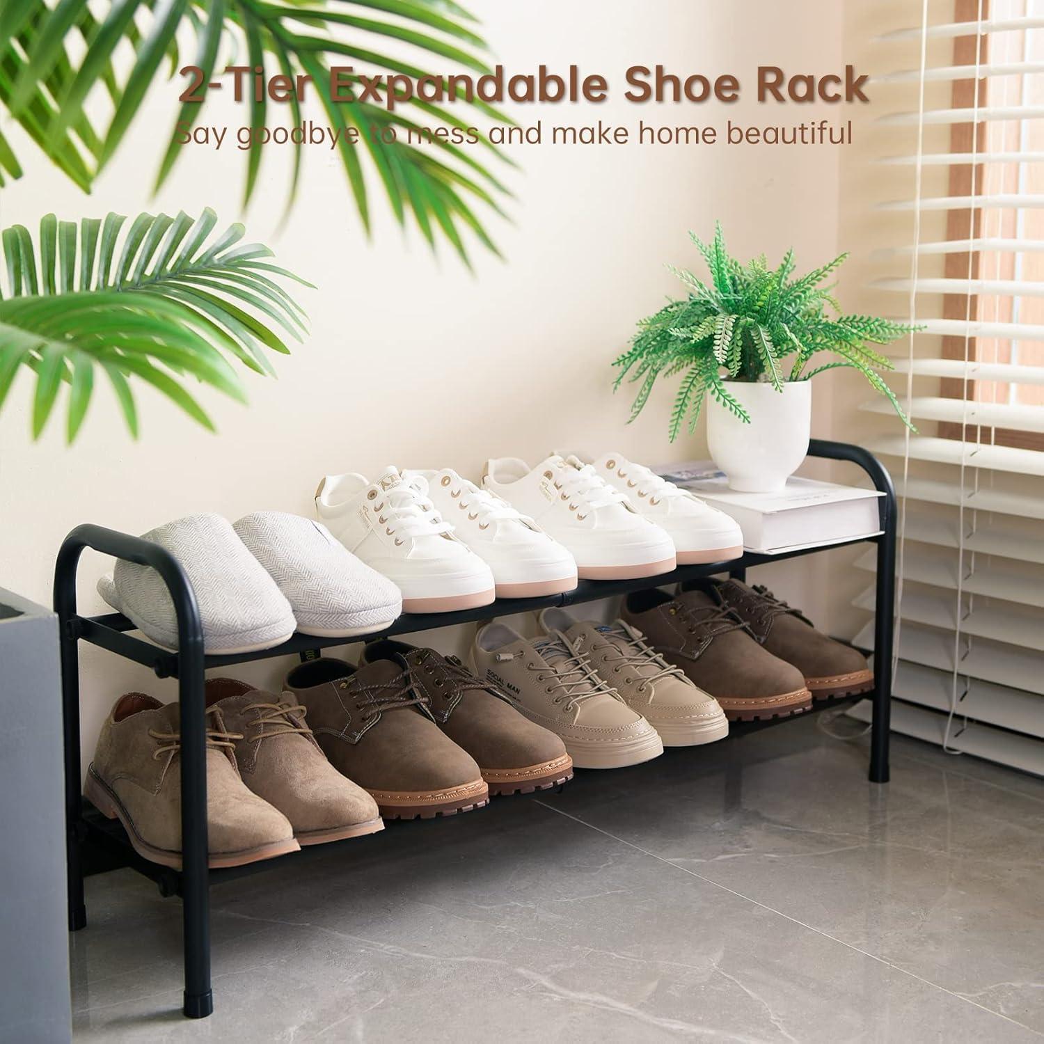 Estante para Zapatos Expandible Gonfoam 2 Niveles Metal Negro