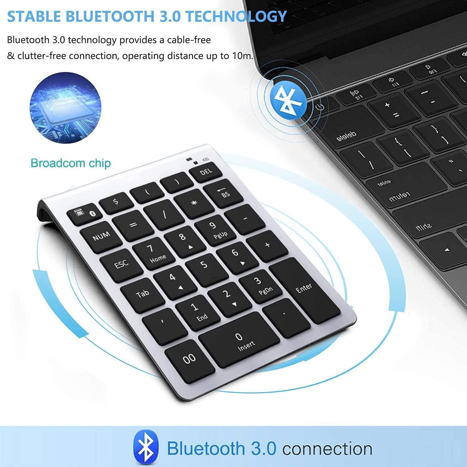Teclado Numérico Bluetooth Lekvey Plata 28 Teclas Inalámbrico