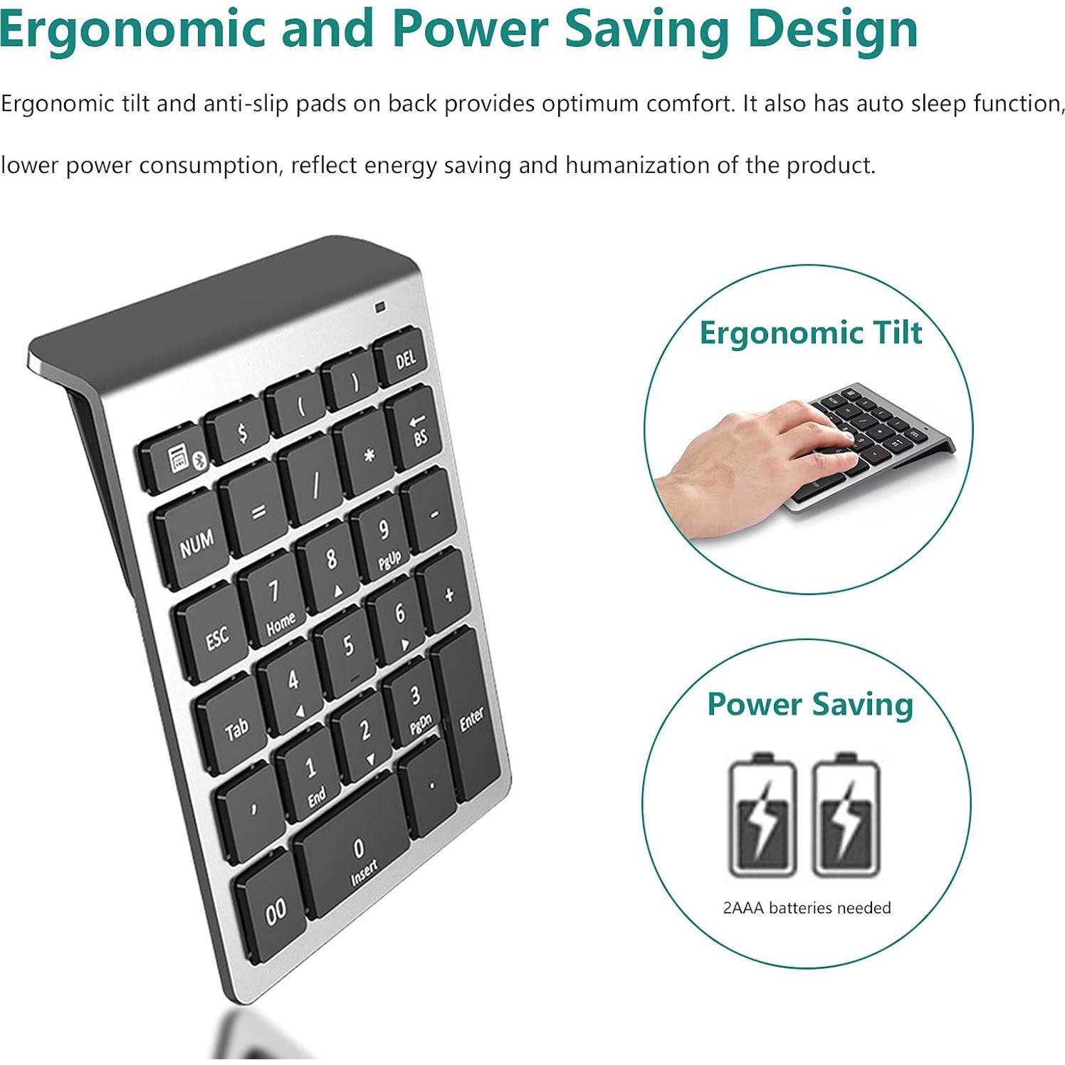 Teclado Numérico Bluetooth Lekvey Plata 28 Teclas Inalámbrico