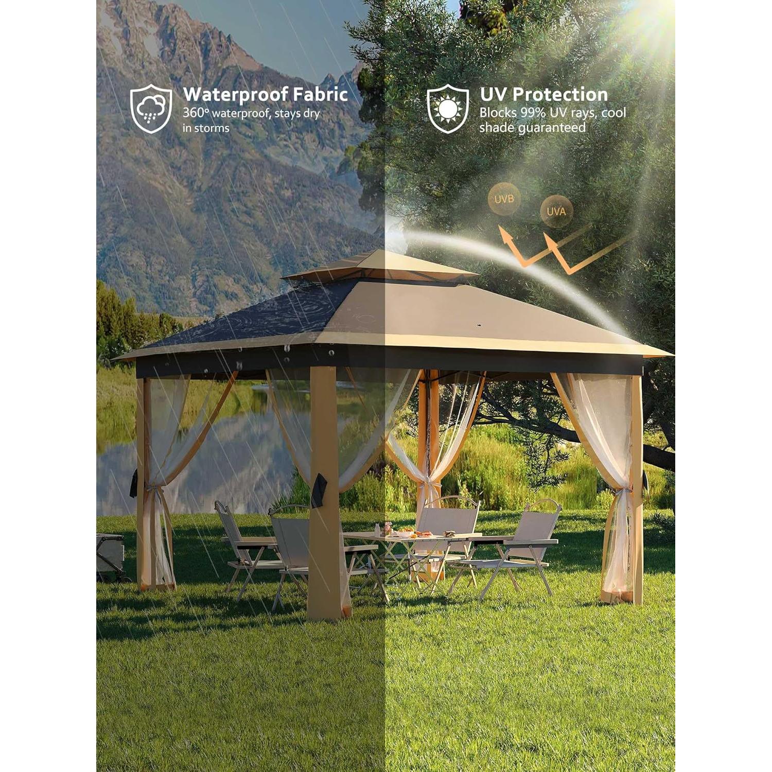 Carpa Gazebo Pop Up 3.35x3.35m GarveeLife con Mosquitera