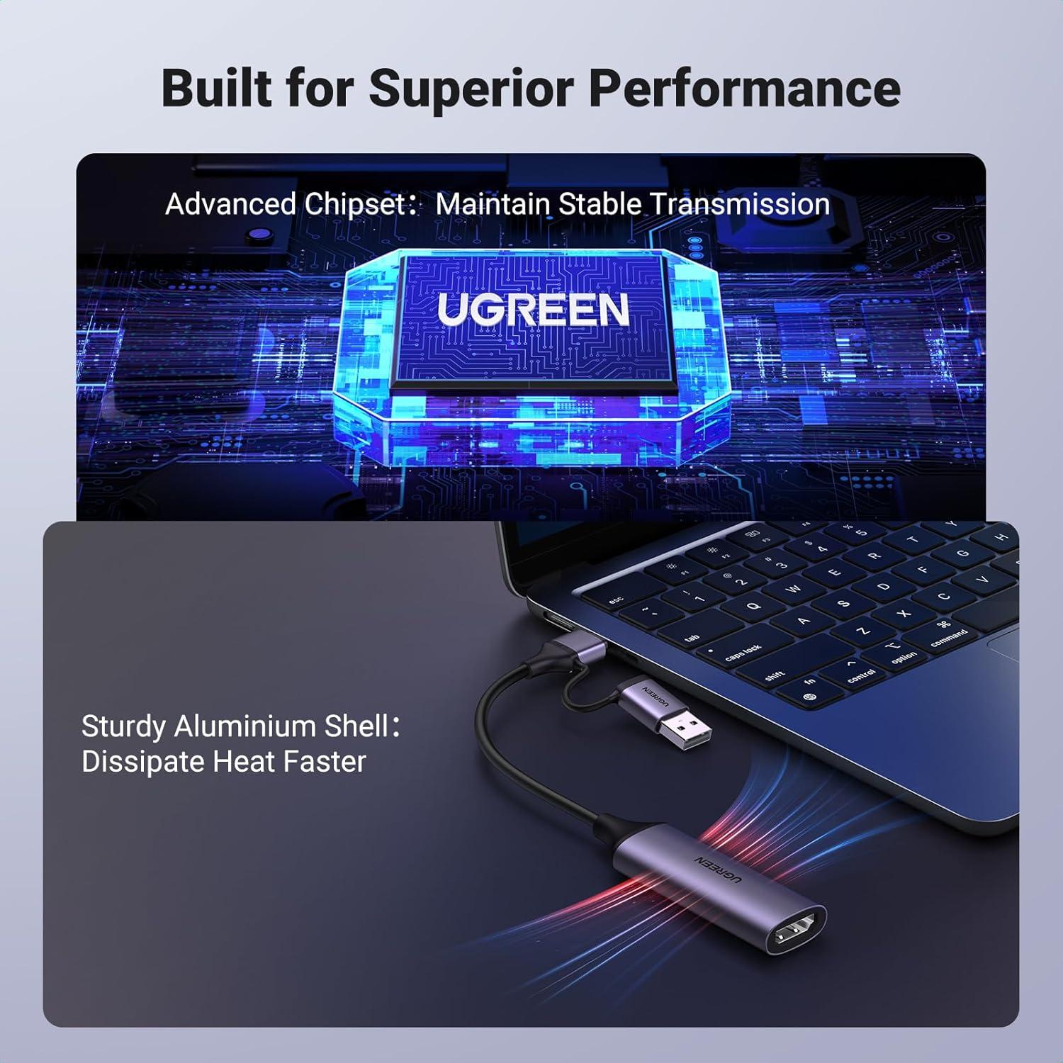 Tarjeta de Captura UGREEN HDMI a USB 1080P 60FPS para Streaming