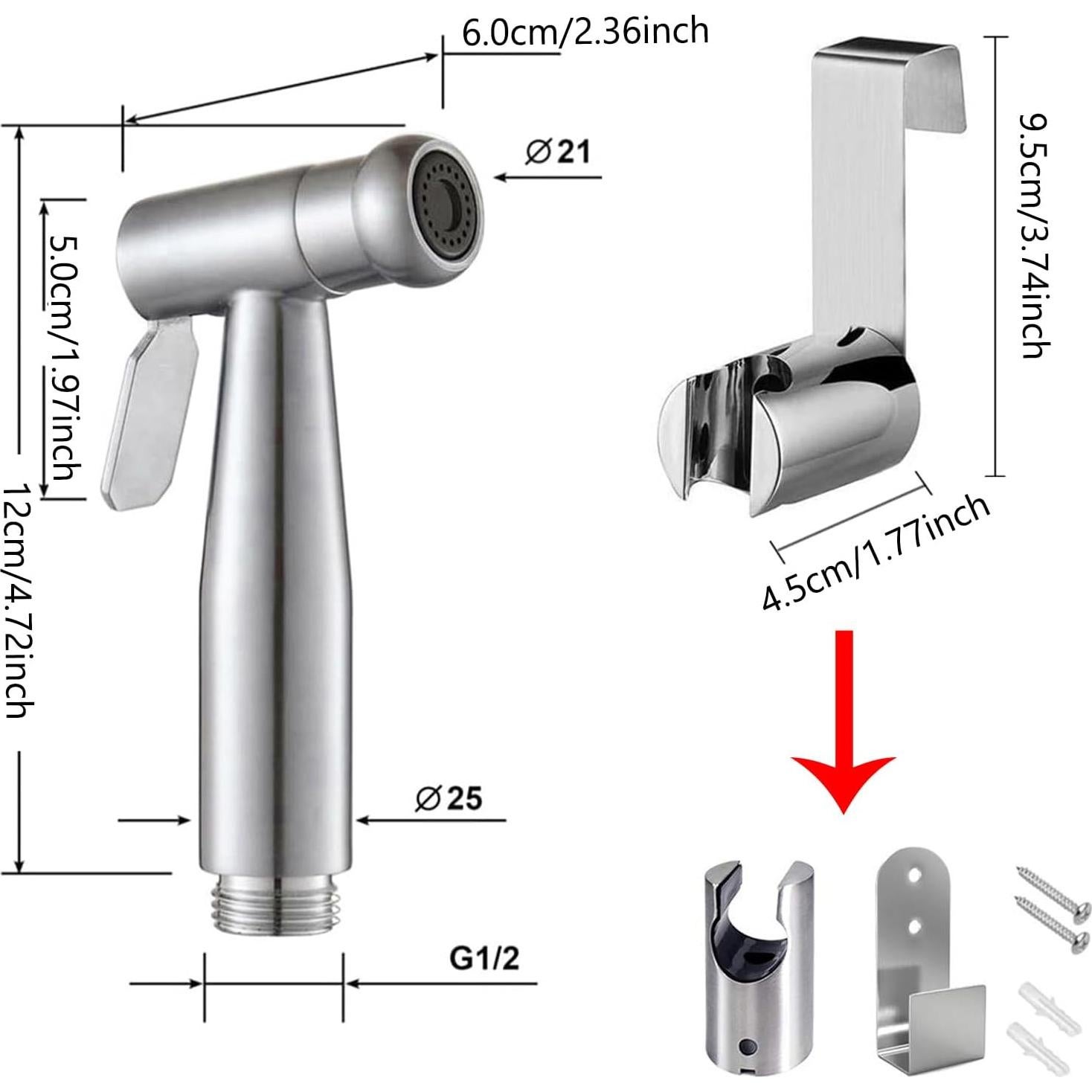 Rociador de Bidet de Mano ABSOK Acero Inoxidable Fácil Instalación