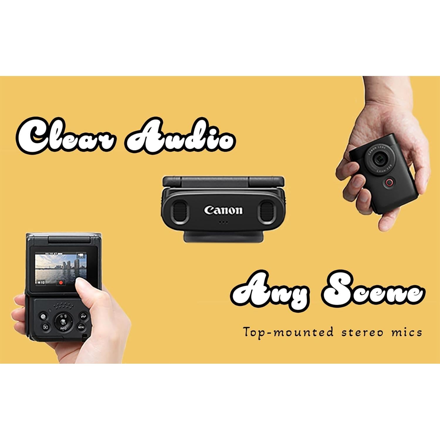 Cámara Canon PowerShot V10 Compacta 4K con Soporte Negro