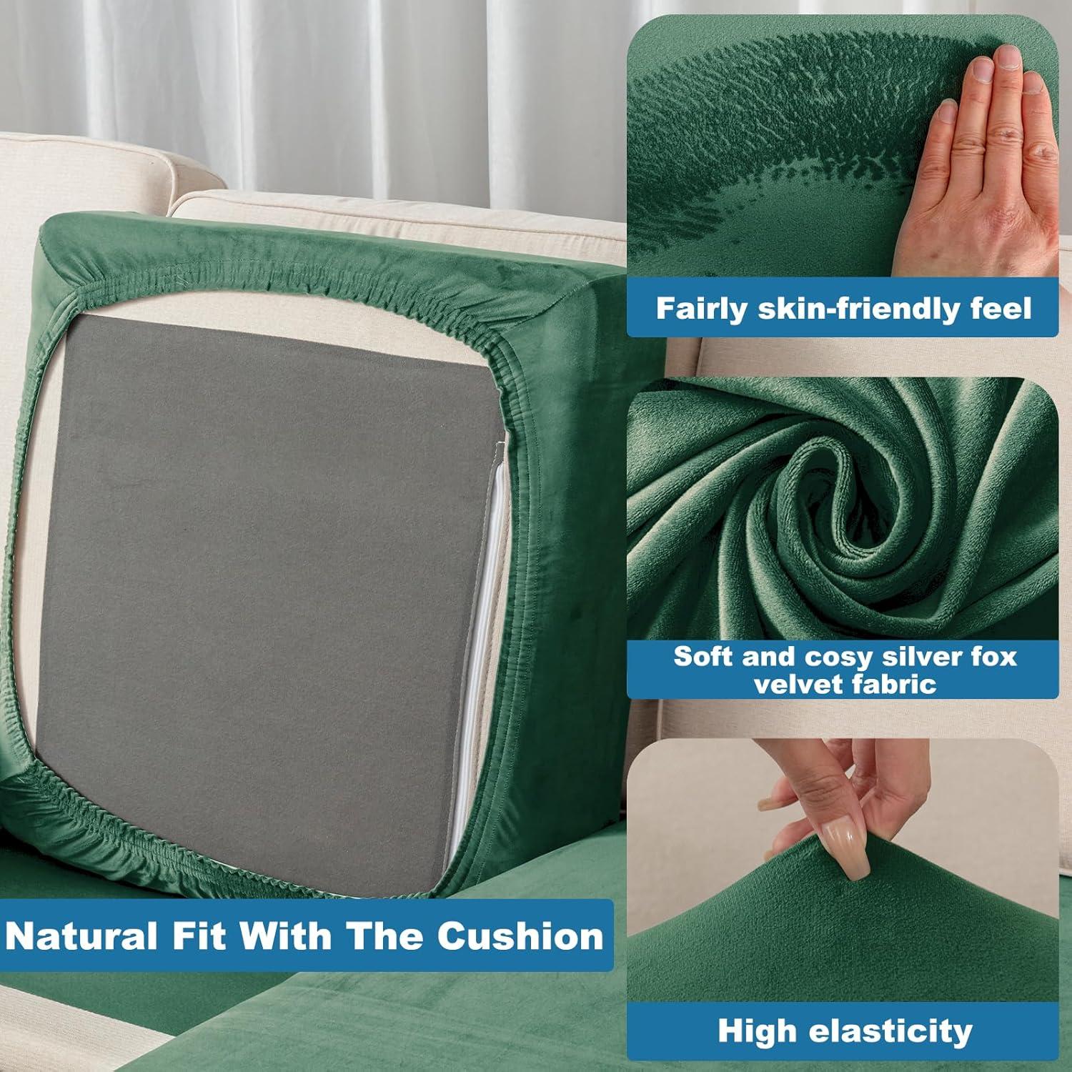 Funda de Sofá de Terciopelo Taque Verde Navidad 1 Pieza Lavable