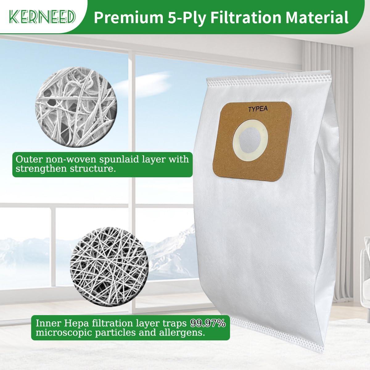 Paquete de 8 bolsas HEPA Kerneed RAH-6 para aspiradoras Riccar