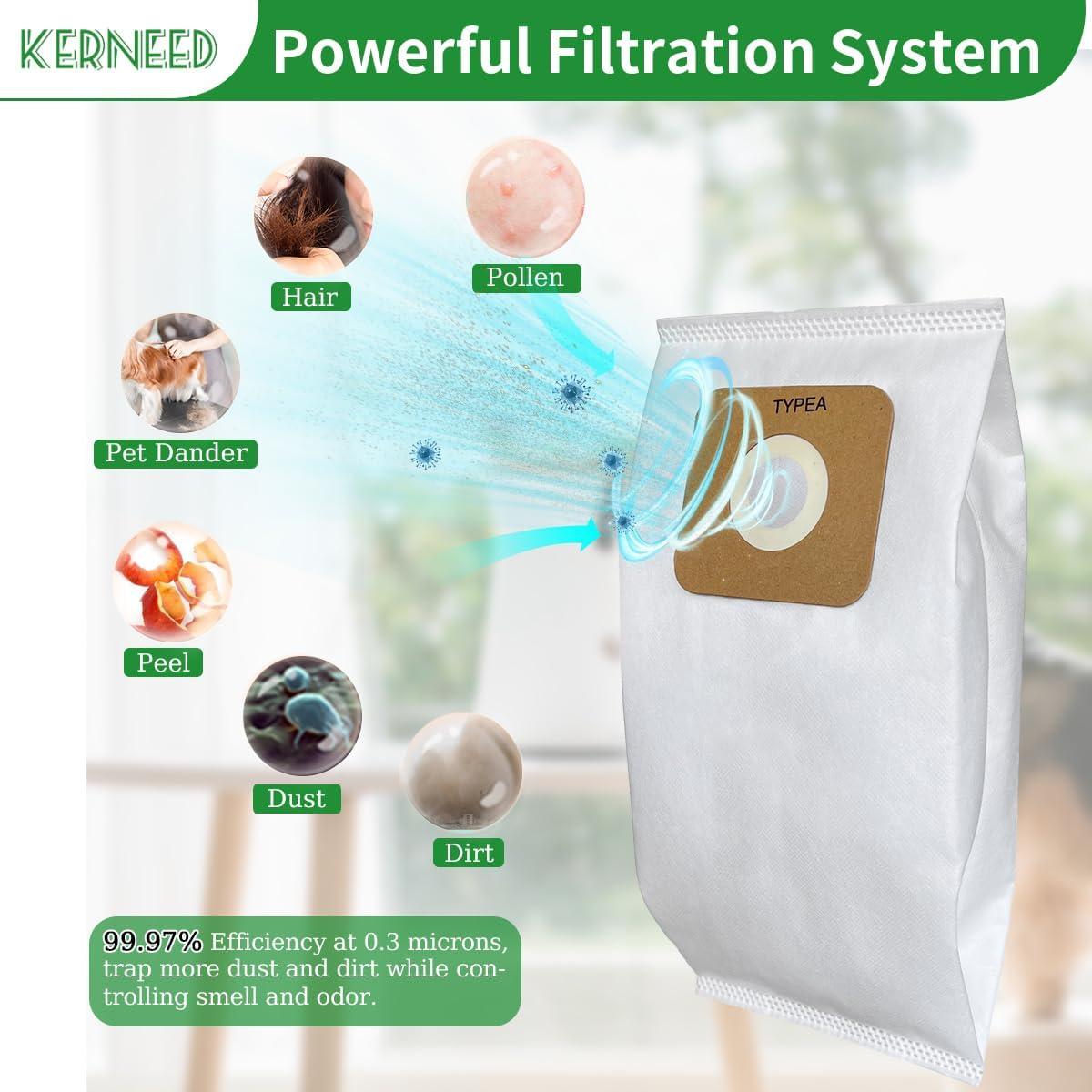 Paquete de 8 bolsas HEPA Kerneed RAH-6 para aspiradoras Riccar