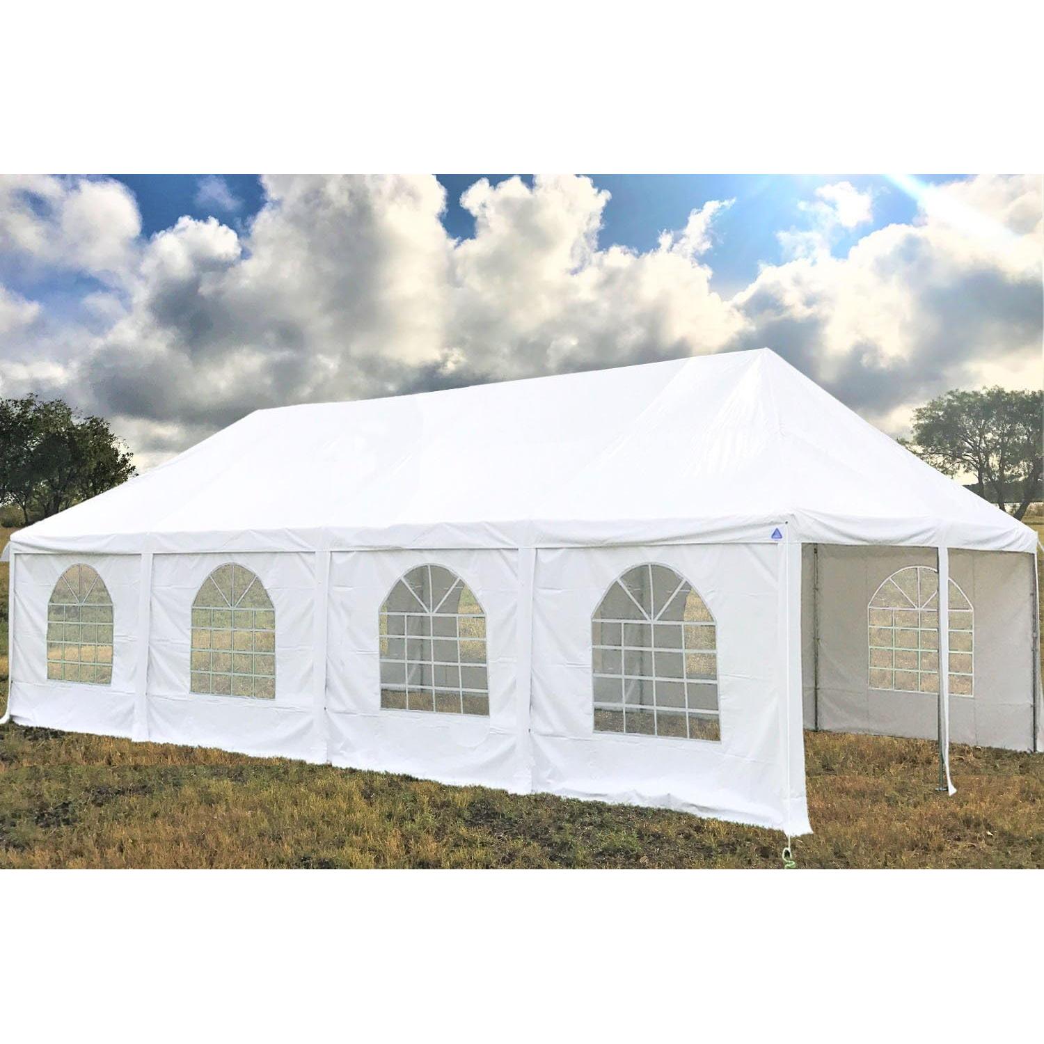 40'x20' PE Frame Tent, Large Heavy Duty Wedding Tent Canopy, Outdoor Commercial Event Shelter Gazebo, Water Resistant Top, Galvanized Steel Poles, Storage Bags