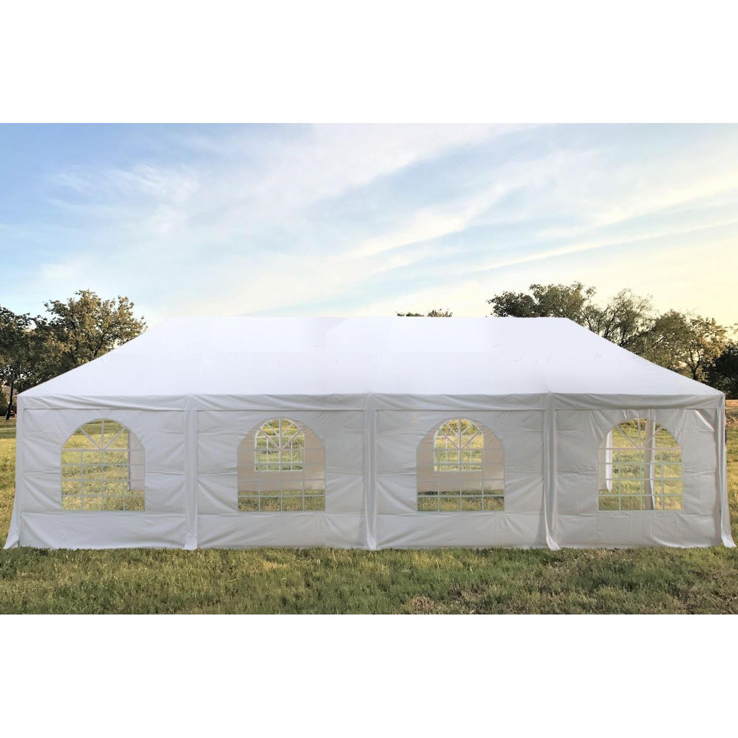 40'x20' PE Frame Tent, Large Heavy Duty Wedding Tent Canopy, Outdoor Commercial Event Shelter Gazebo, Water Resistant Top, Galvanized Steel Poles, Storage Bags