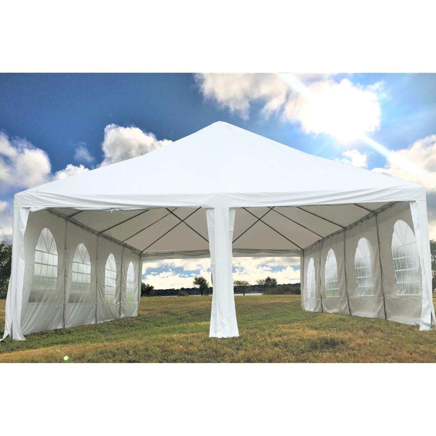 40'x20' PE Frame Tent, Large Heavy Duty Wedding Tent Canopy, Outdoor Commercial Event Shelter Gazebo, Water Resistant Top, Galvanized Steel Poles, Storage Bags