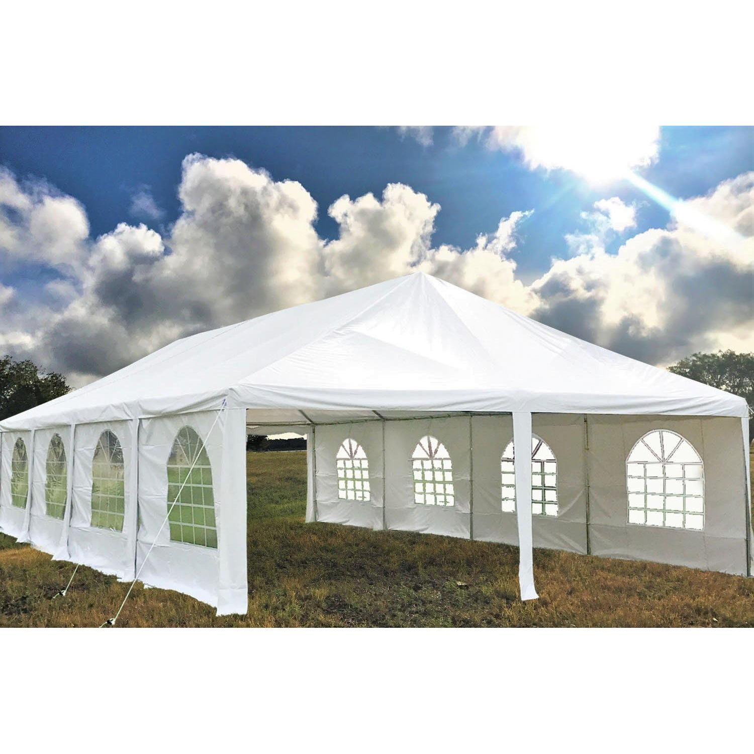 40'x20' PE Frame Tent, Large Heavy Duty Wedding Tent Canopy, Outdoor Commercial Event Shelter Gazebo, Water Resistant Top, Galvanized Steel Poles, Storage Bags