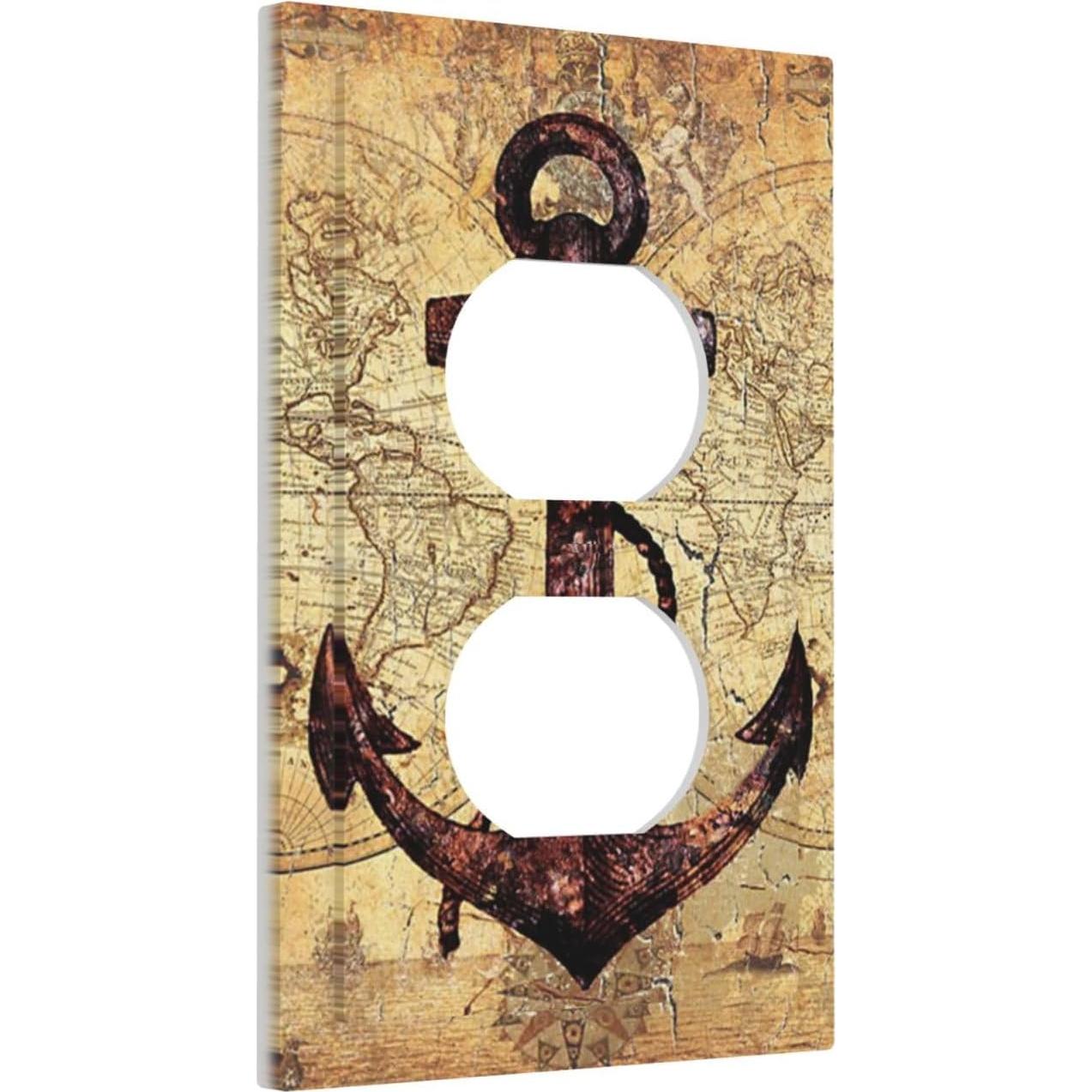 Placa de Interruptor Decorativa Yamxbfa 1 Gang Mapa Náutico Vintage