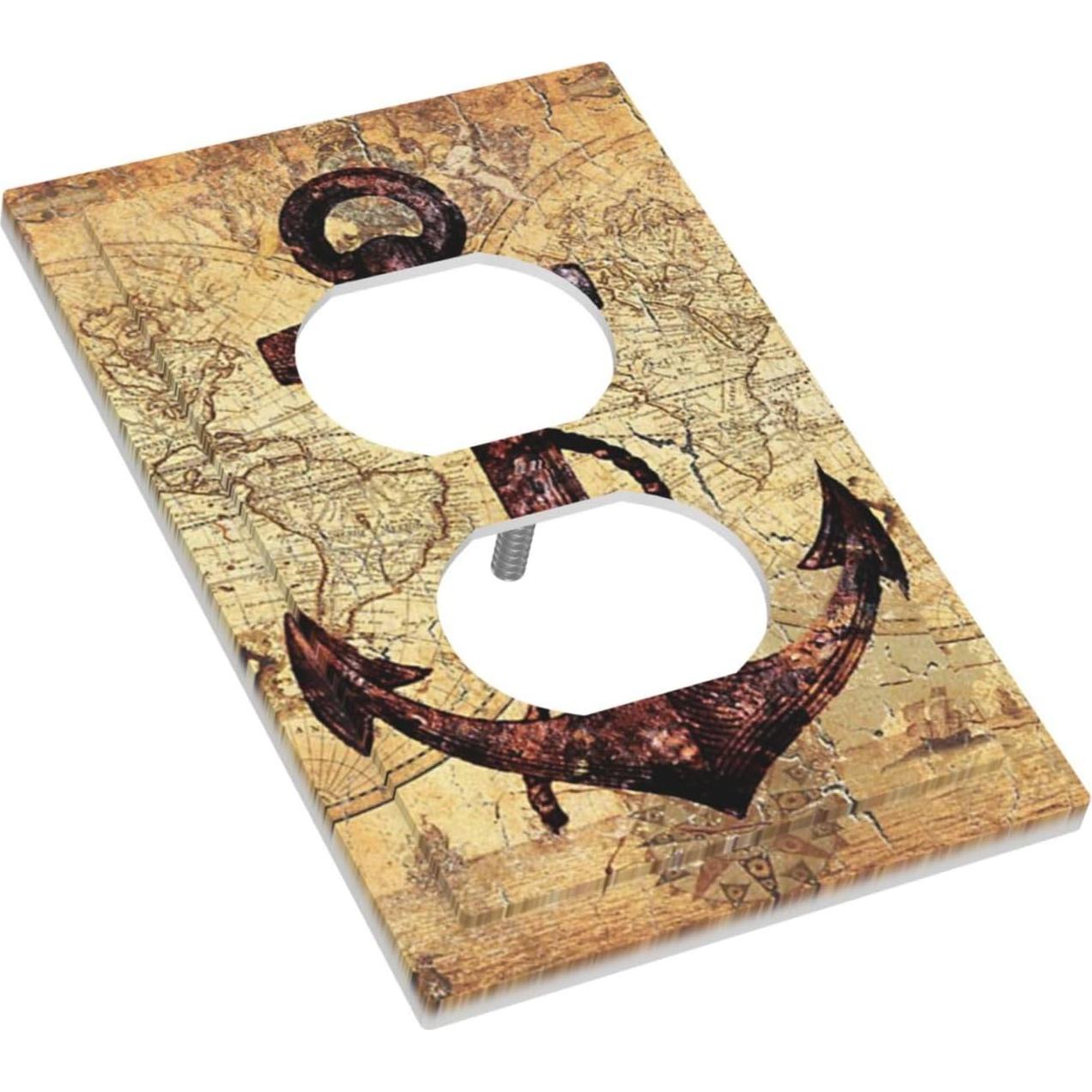 Placa de Interruptor Decorativa Yamxbfa 1 Gang Mapa Náutico Vintage