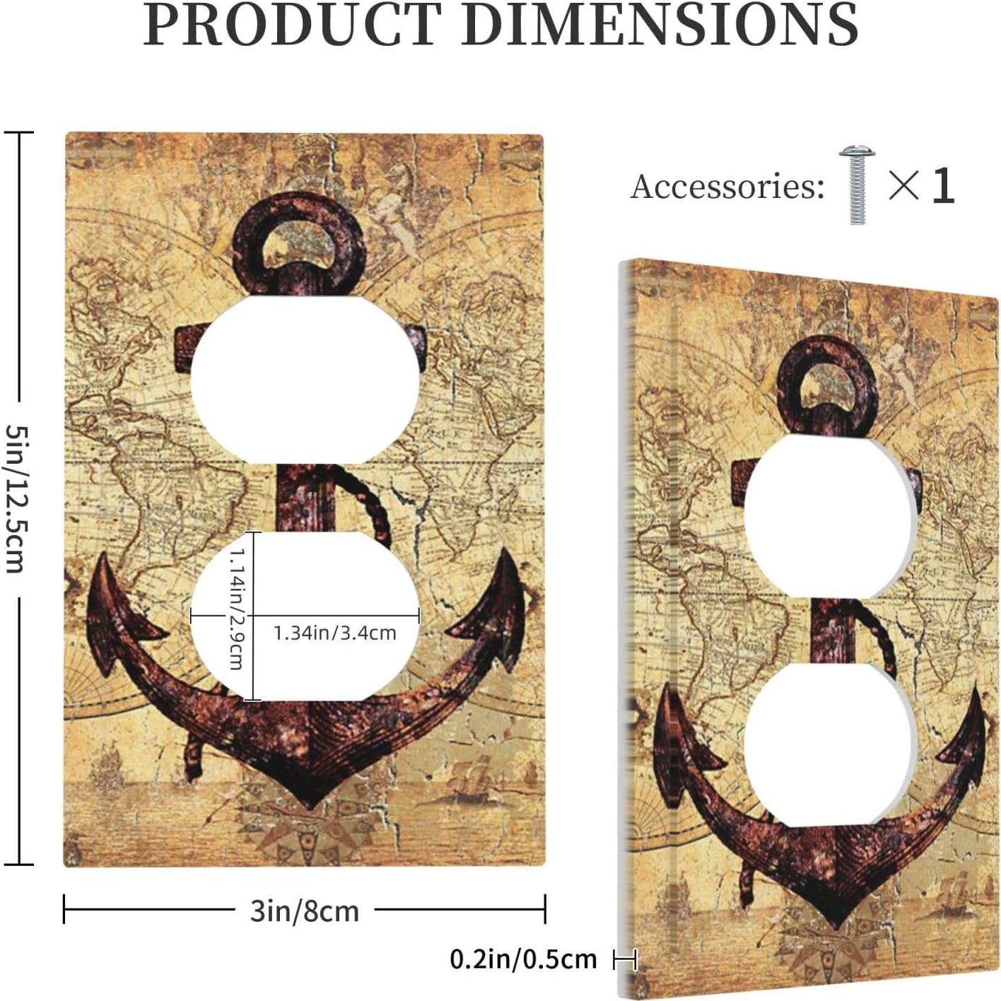 Placa de Interruptor Decorativa Yamxbfa 1 Gang Mapa Náutico Vintage