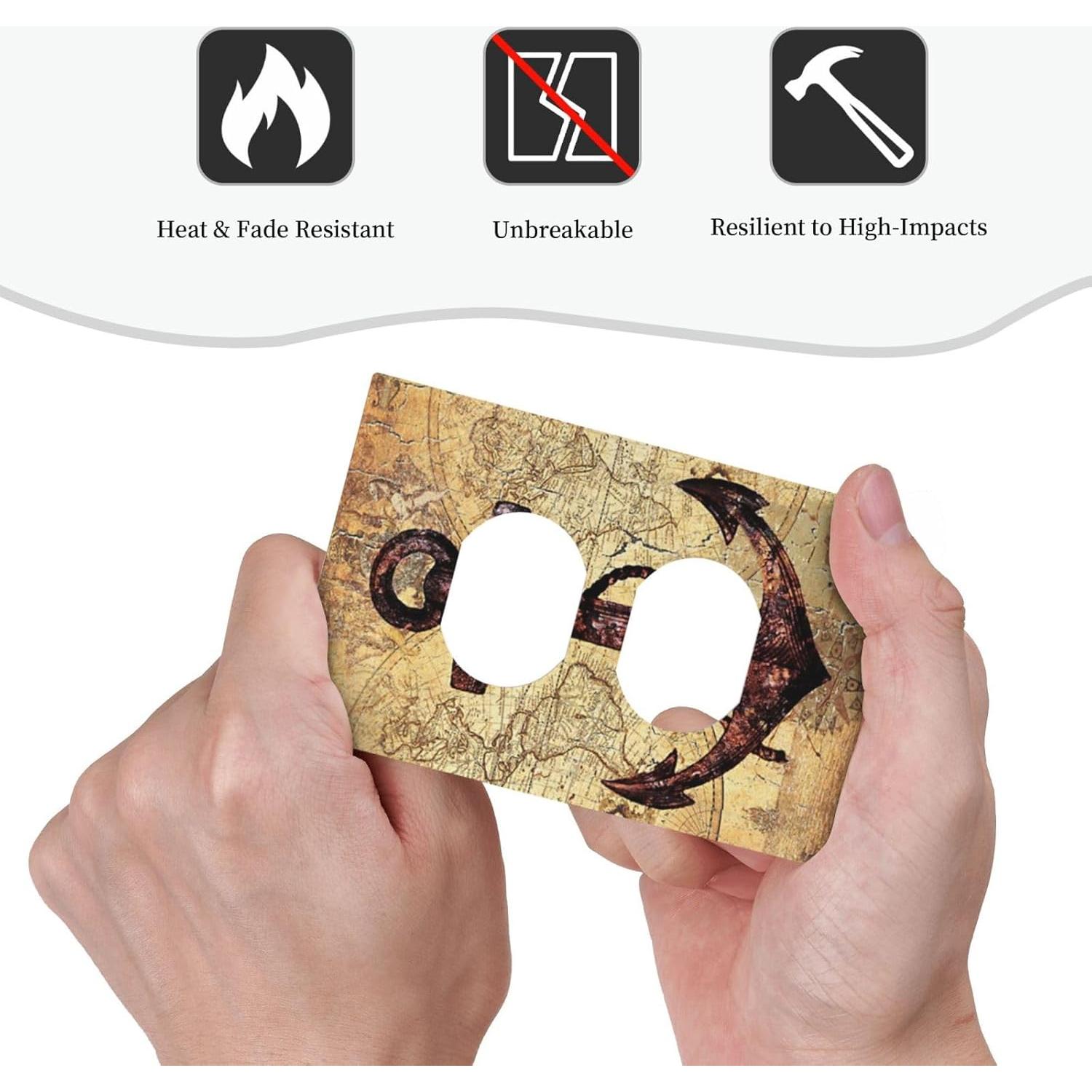 Placa de Interruptor Decorativa Yamxbfa 1 Gang Mapa Náutico Vintage