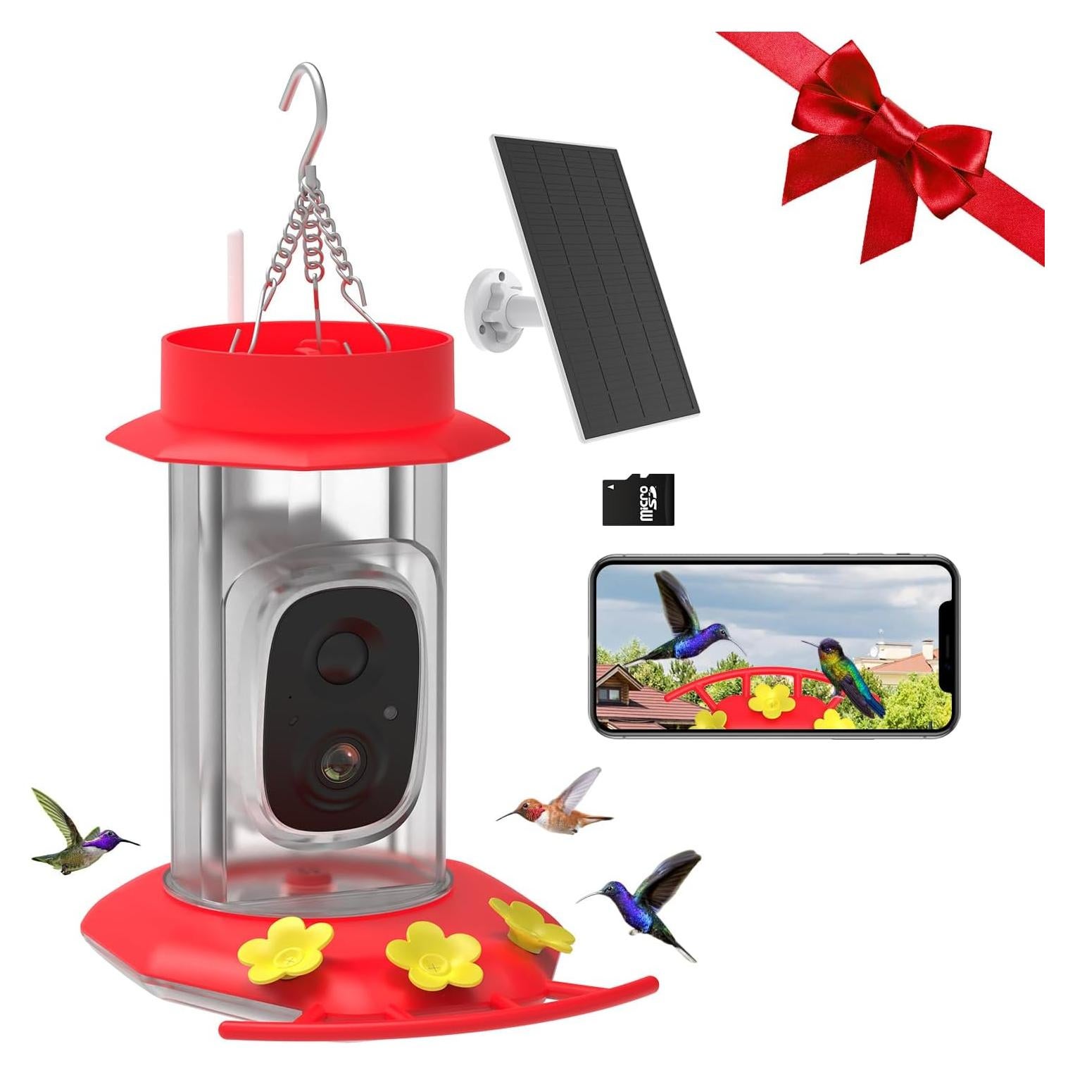 Comedero Solar para Colibríes VKfoy con Cámara 2K y IA