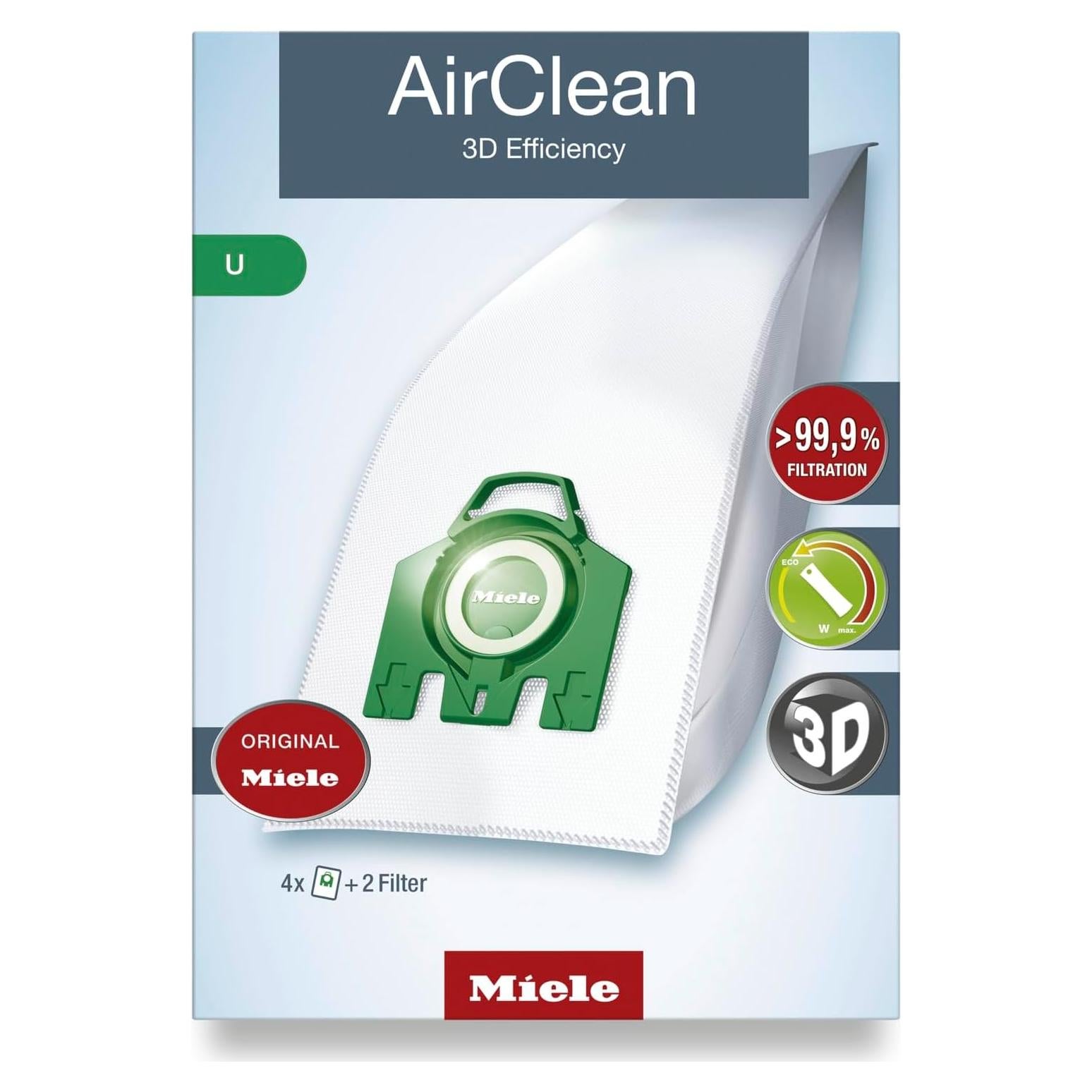 Bolsas de Aspiradora Miele AirClean 3D Eficiencia U - 4 Pzas