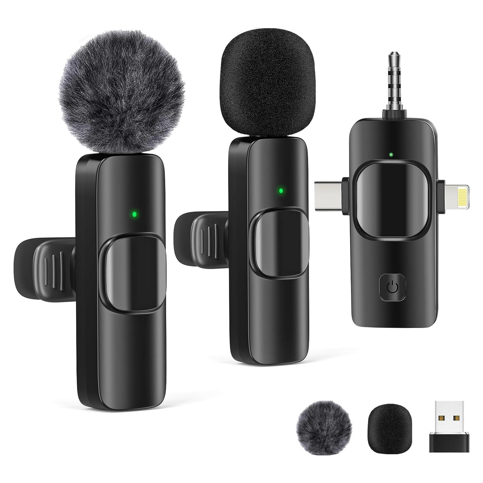 Micrófono Lavalier Inalámbrico Gicorino HK158 USB-C 2 Micrófonos