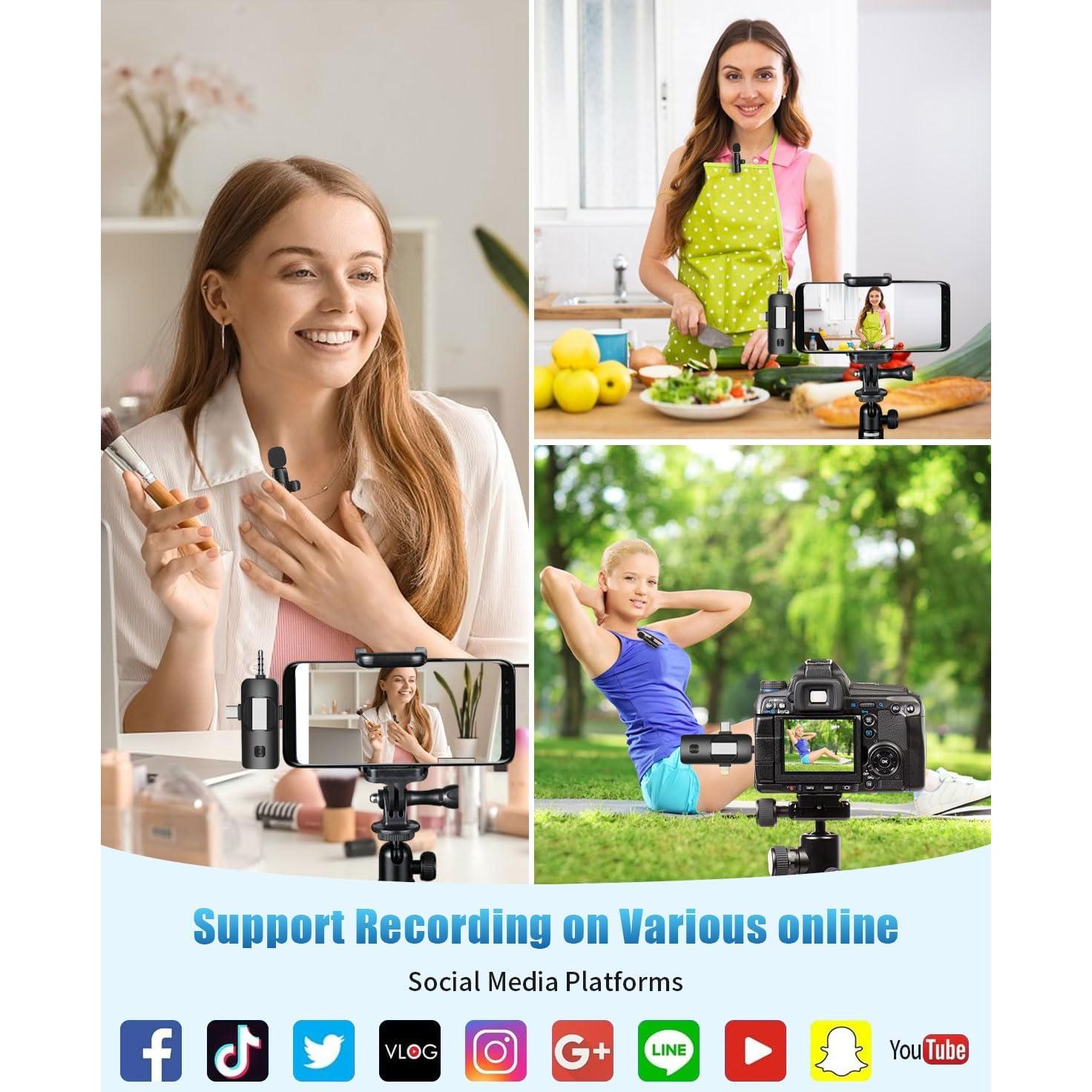 Micrófono Lavalier Inalámbrico Gicorino HK158 USB-C 2 Micrófonos