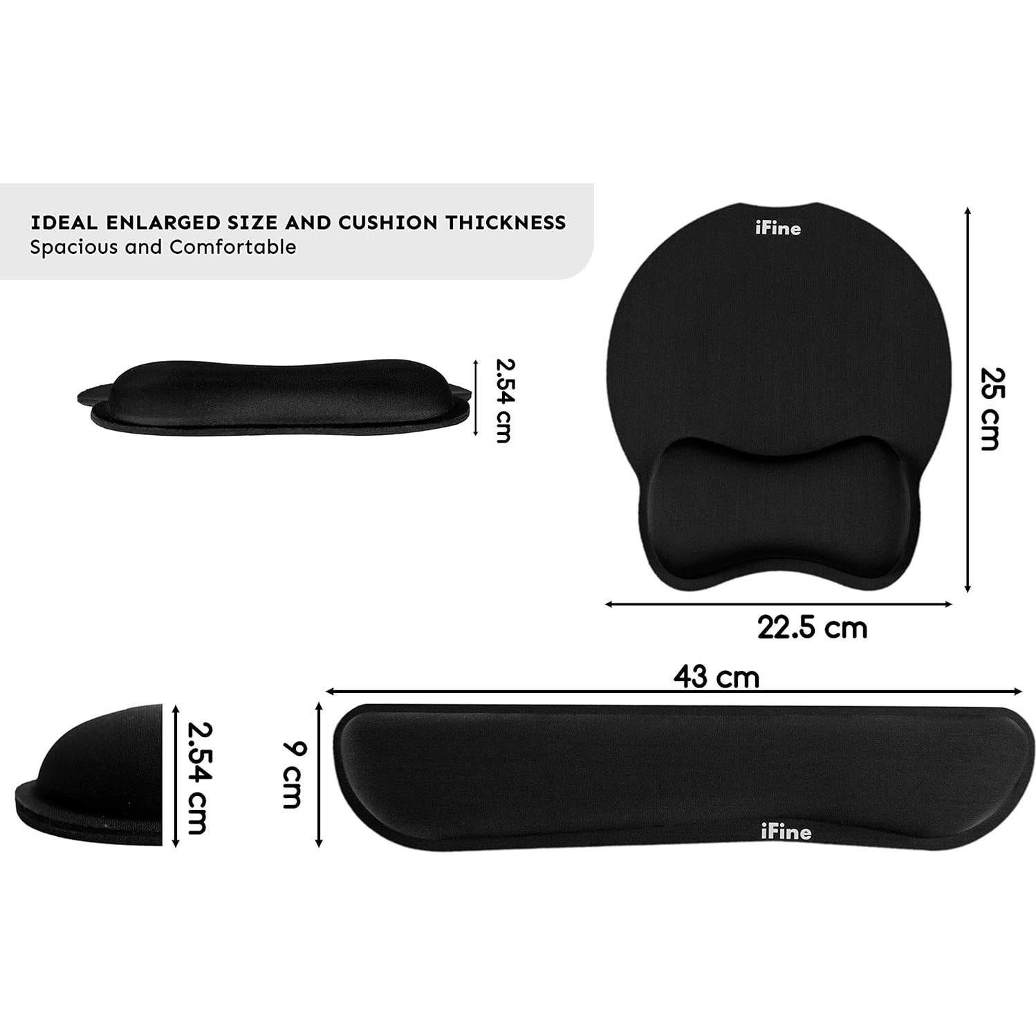 Almohadilla de Ratón y Reposamuñecas iFine Ergonómica Negra