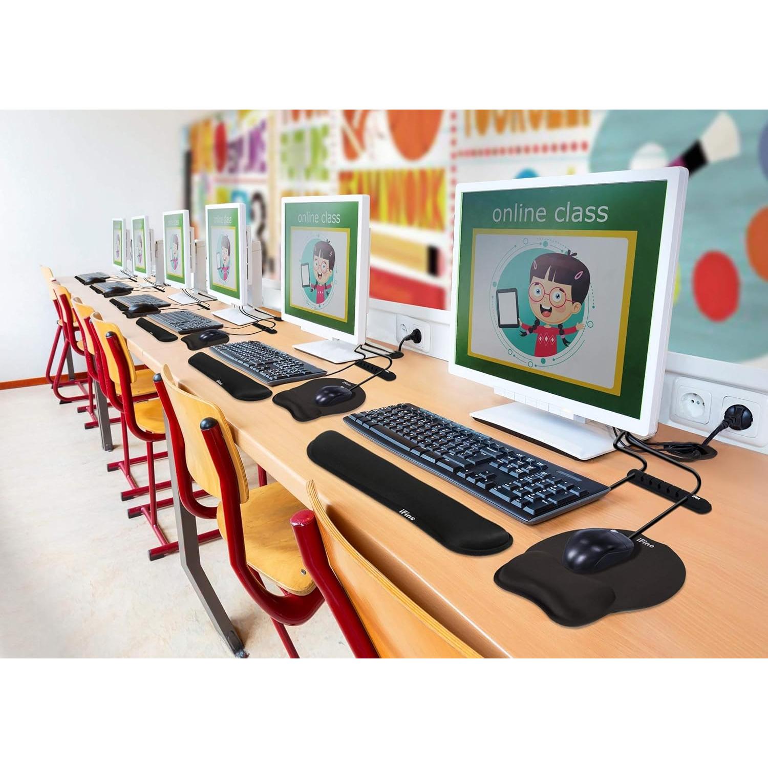 Almohadilla de Ratón y Reposamuñecas iFine Ergonómica Negra