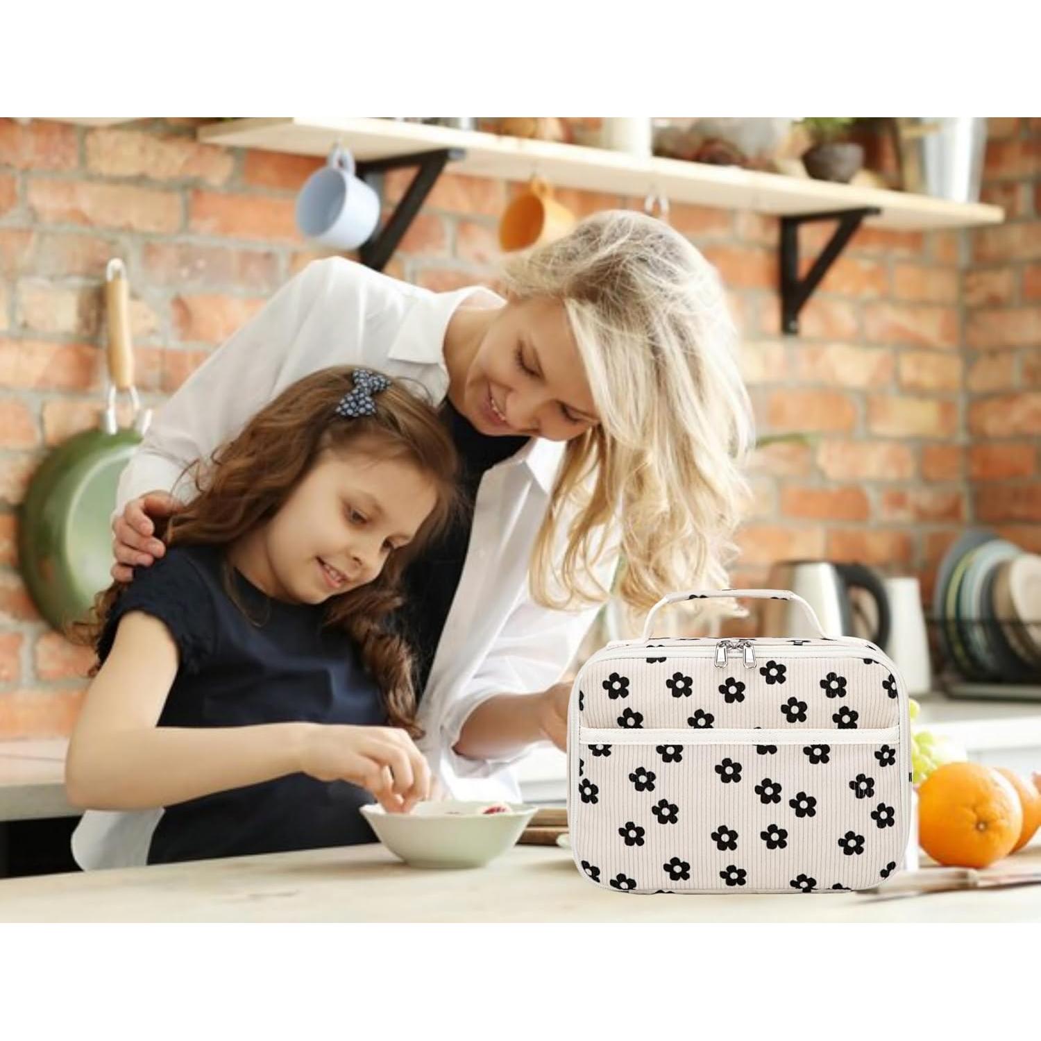 Bolsa de Almuerzo Aislada LEDAOU Niños 4L Flor Negra