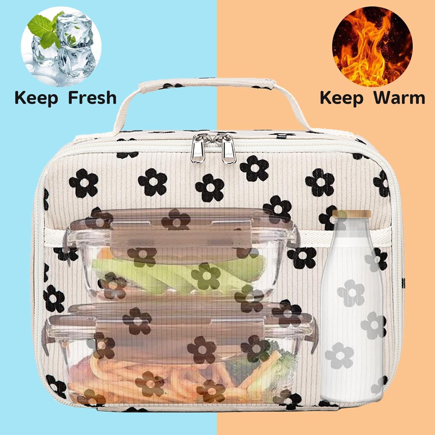 Bolsa de Almuerzo Aislada LEDAOU Niños 4L Flor Negra