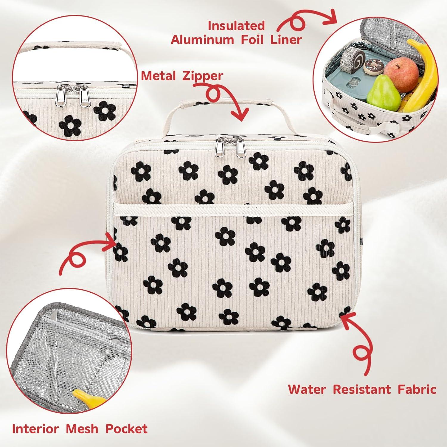 Bolsa de Almuerzo Aislada LEDAOU Niños 4L Flor Negra