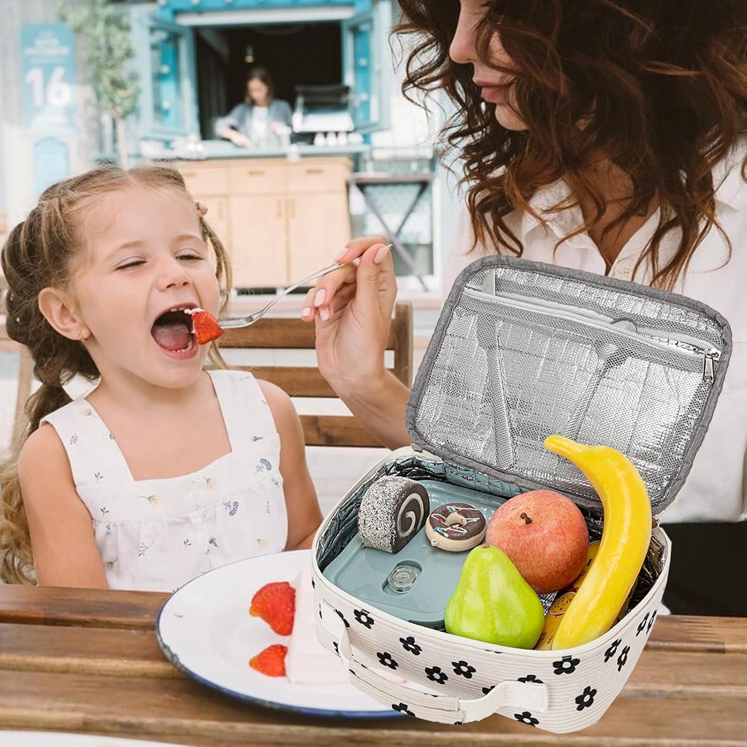 Bolsa de Almuerzo Aislada LEDAOU Niños 4L Flor Negra