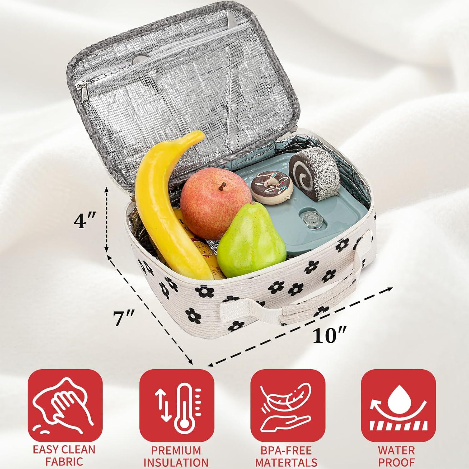 Bolsa de Almuerzo Aislada LEDAOU Niños 4L Flor Negra