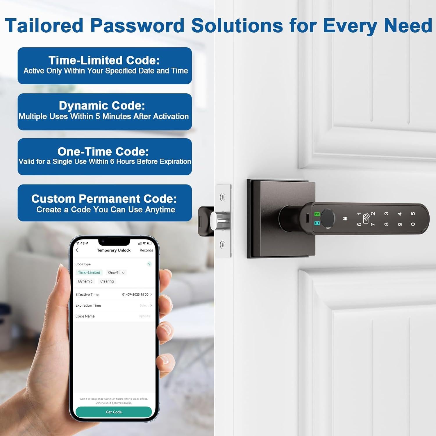 Cerradura Biométrica Inteligente BIWIBON BCA-02 con App y Huella Dactilar