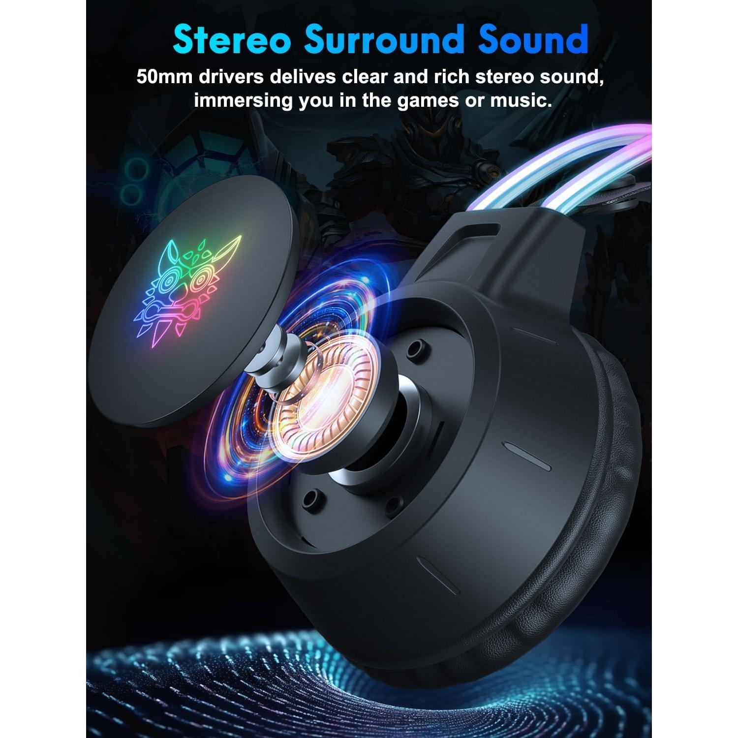 Auriculares de Juego ONITOON X15 con Orejas de Gato y RGB