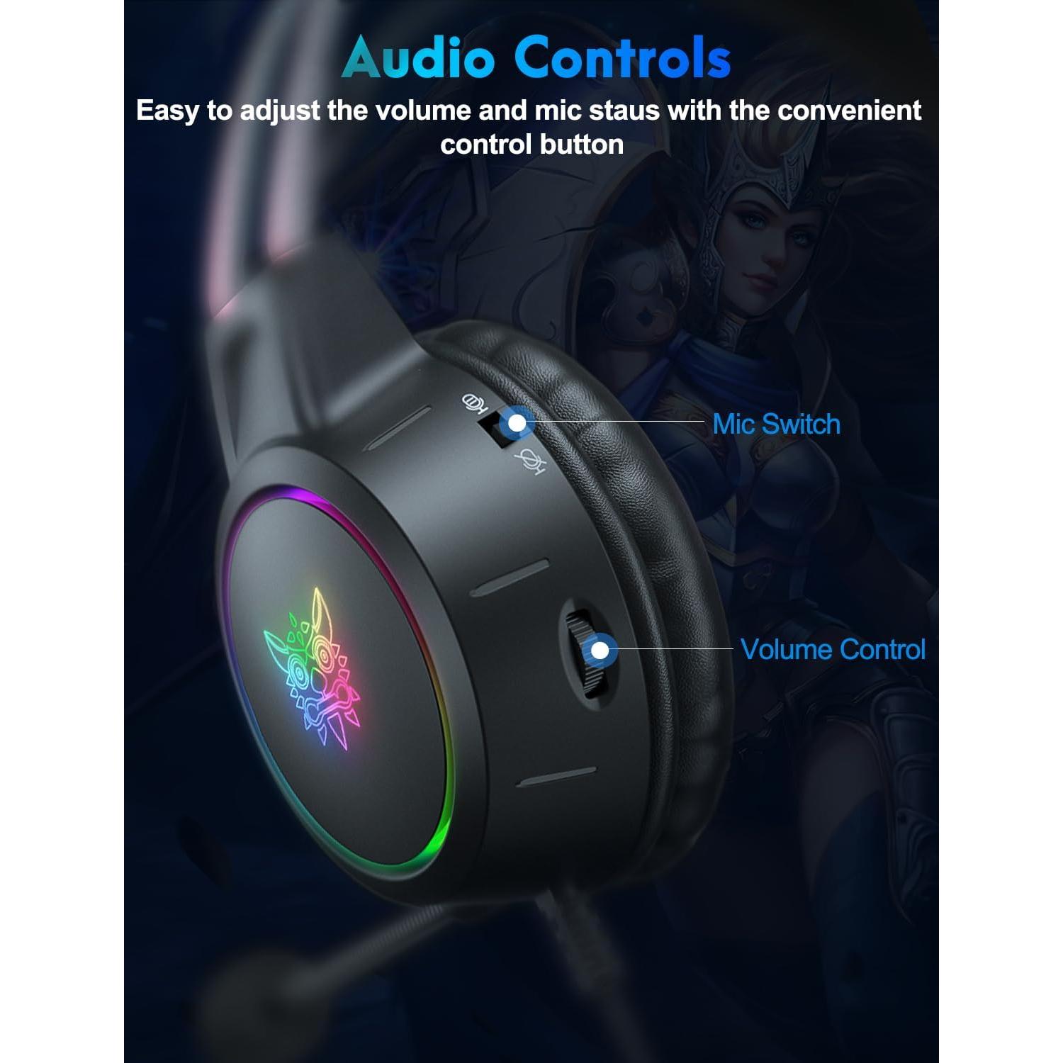 Auriculares de Juego ONITOON X15 con Orejas de Gato y RGB