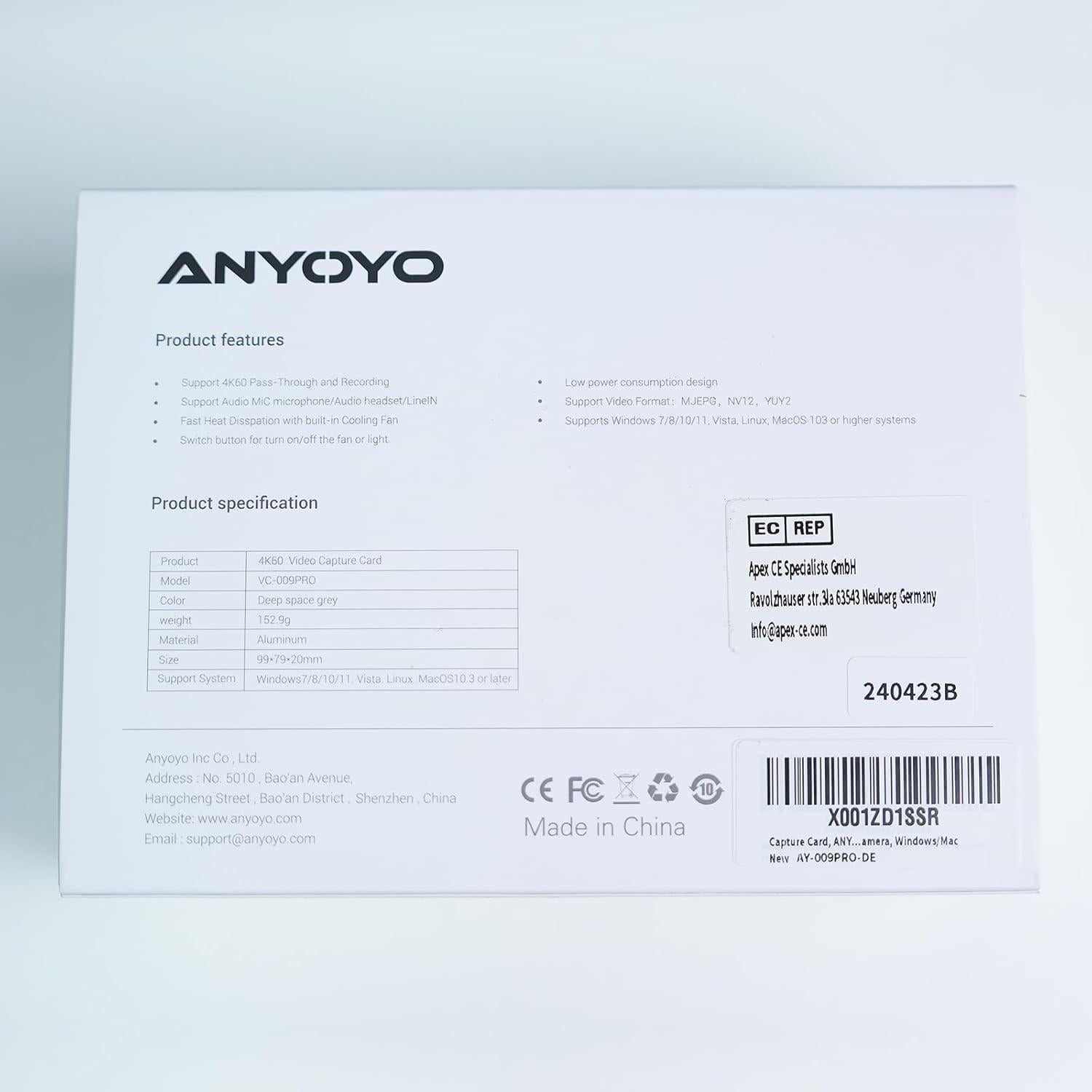 Tarjeta de Captura HDMI ANYOYO VC-009PRO 4K@60FPS