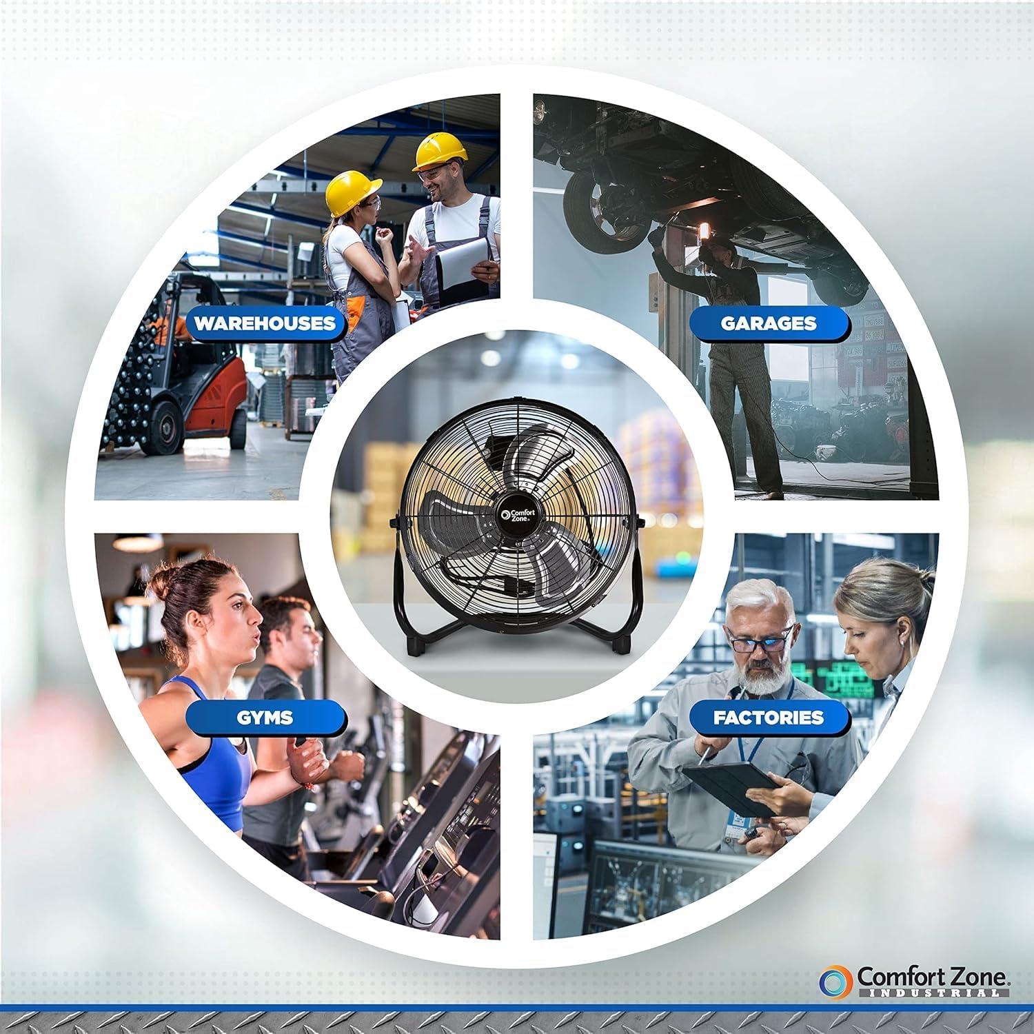 Ventilador de Piso Comfort Zone CZHV14B, 3 Velocidades, 35.56 cm