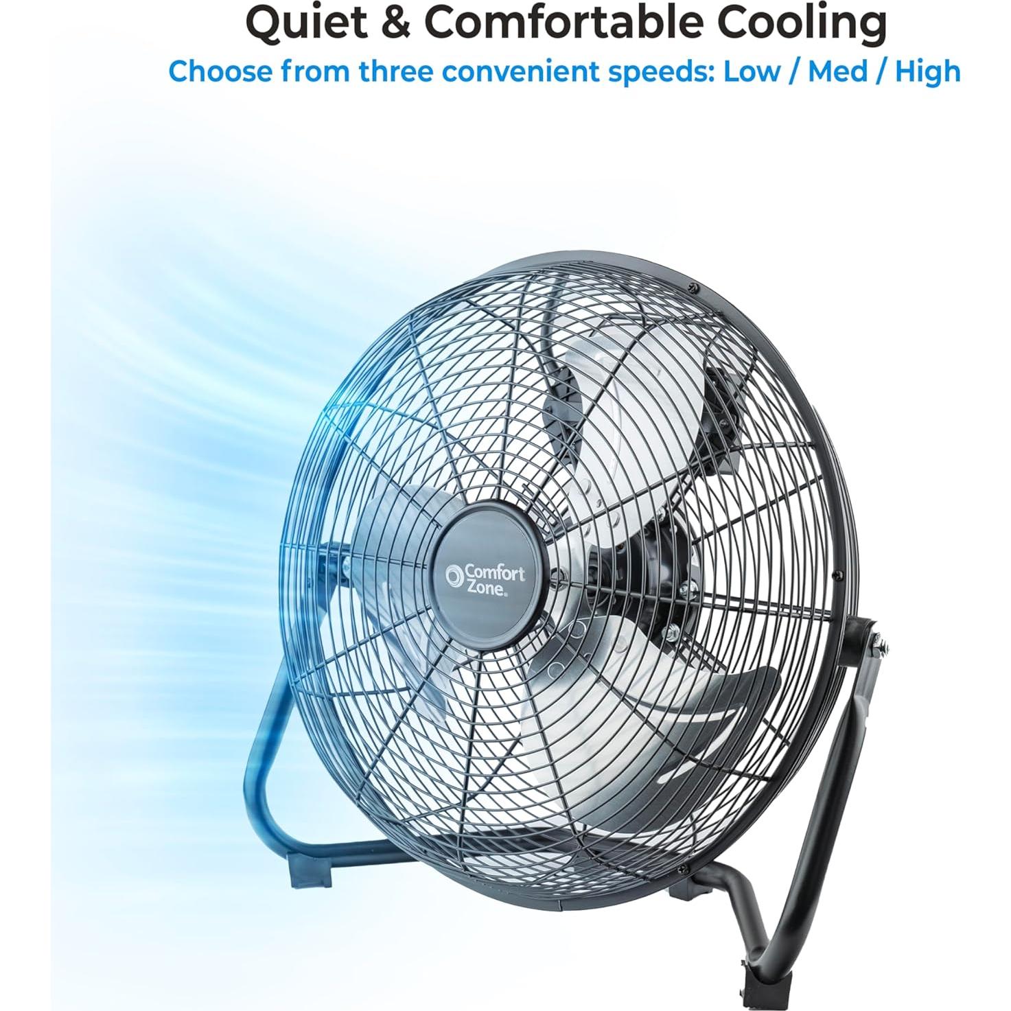 Ventilador de Piso Comfort Zone CZHV14B, 3 Velocidades, 35.56 cm