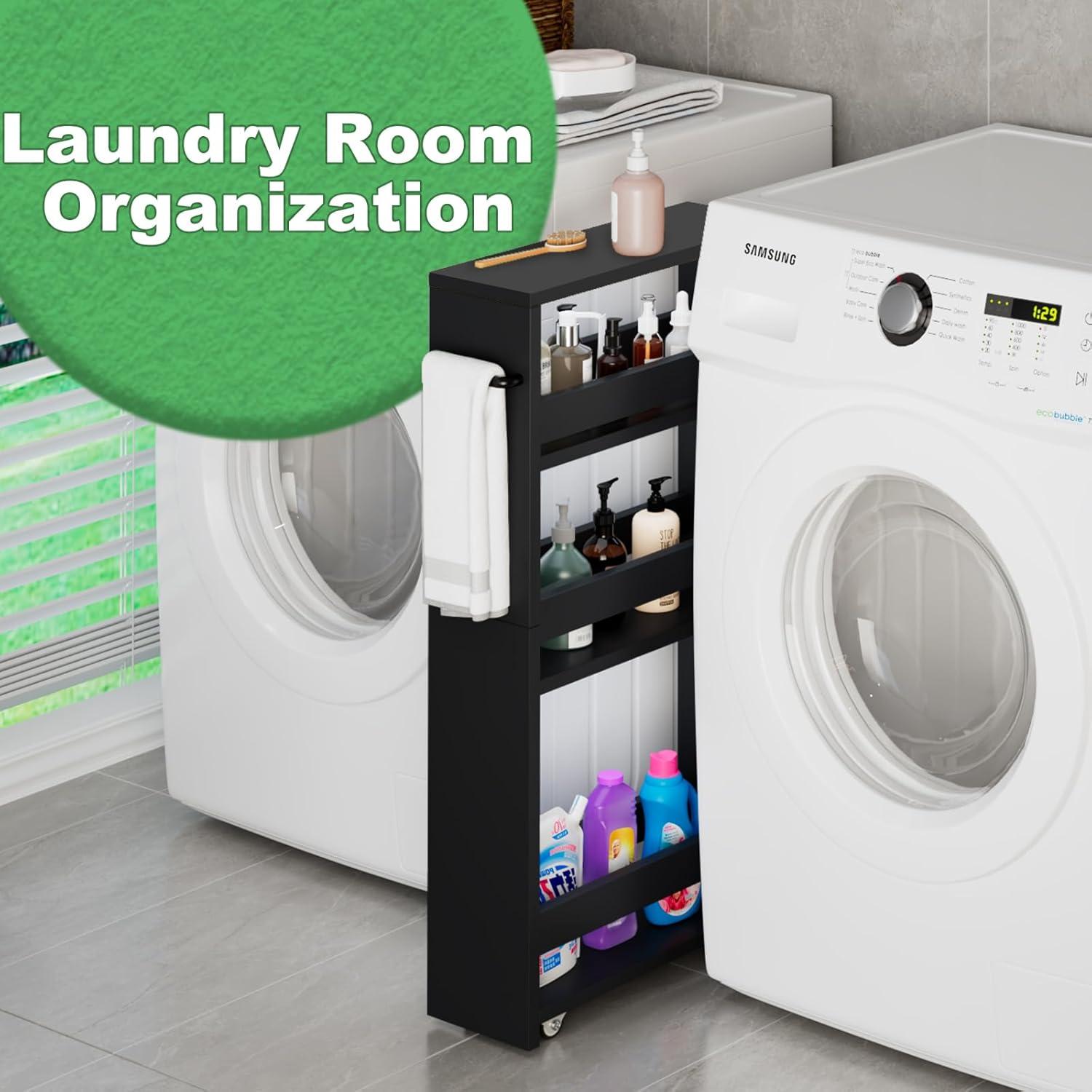 Carro de Almacenamiento Rodante MARTY Slim 4 Niveles Negro