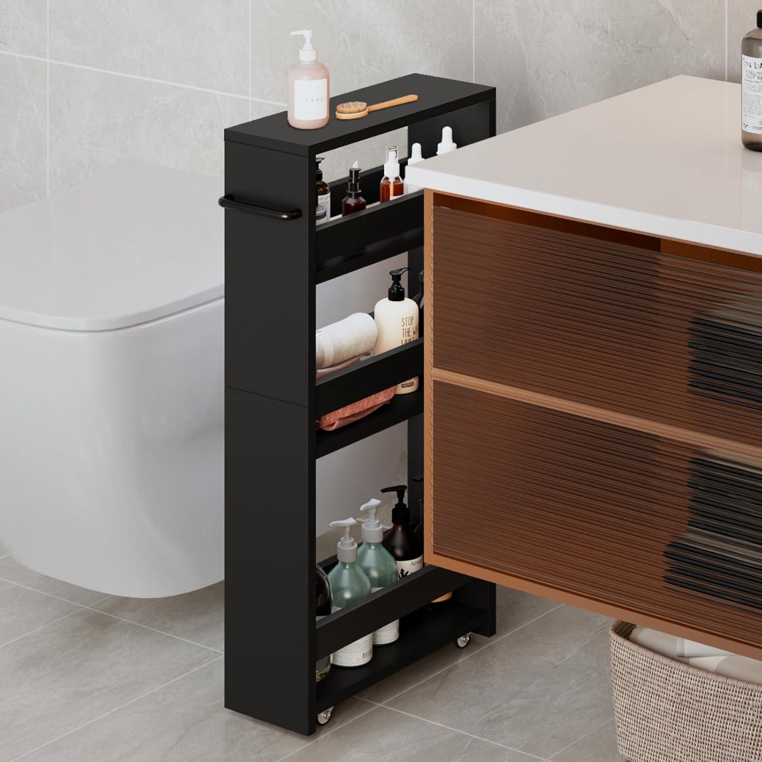 Carro de Almacenamiento Rodante MARTY Slim 4 Niveles Negro