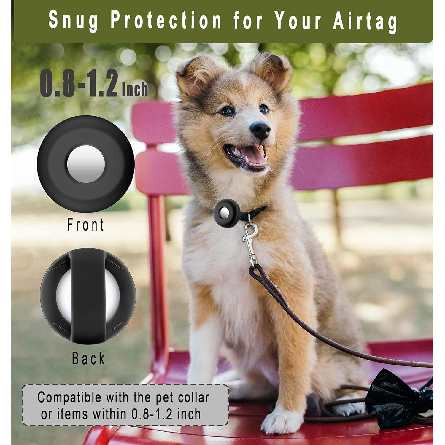 Airtag Holder for Dog Collar, Cibaabo Silicone Air Tag Case Cover Compatible with Apple Airtags for 0.8-1.2inch Cat Pet Collar Harness Loop