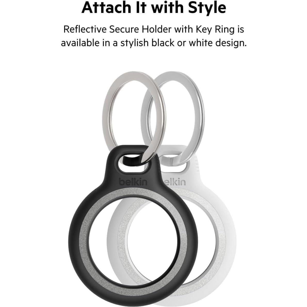 Funda para AirTag Belkin Gris con Llavero y Reflector - Paquete de 4