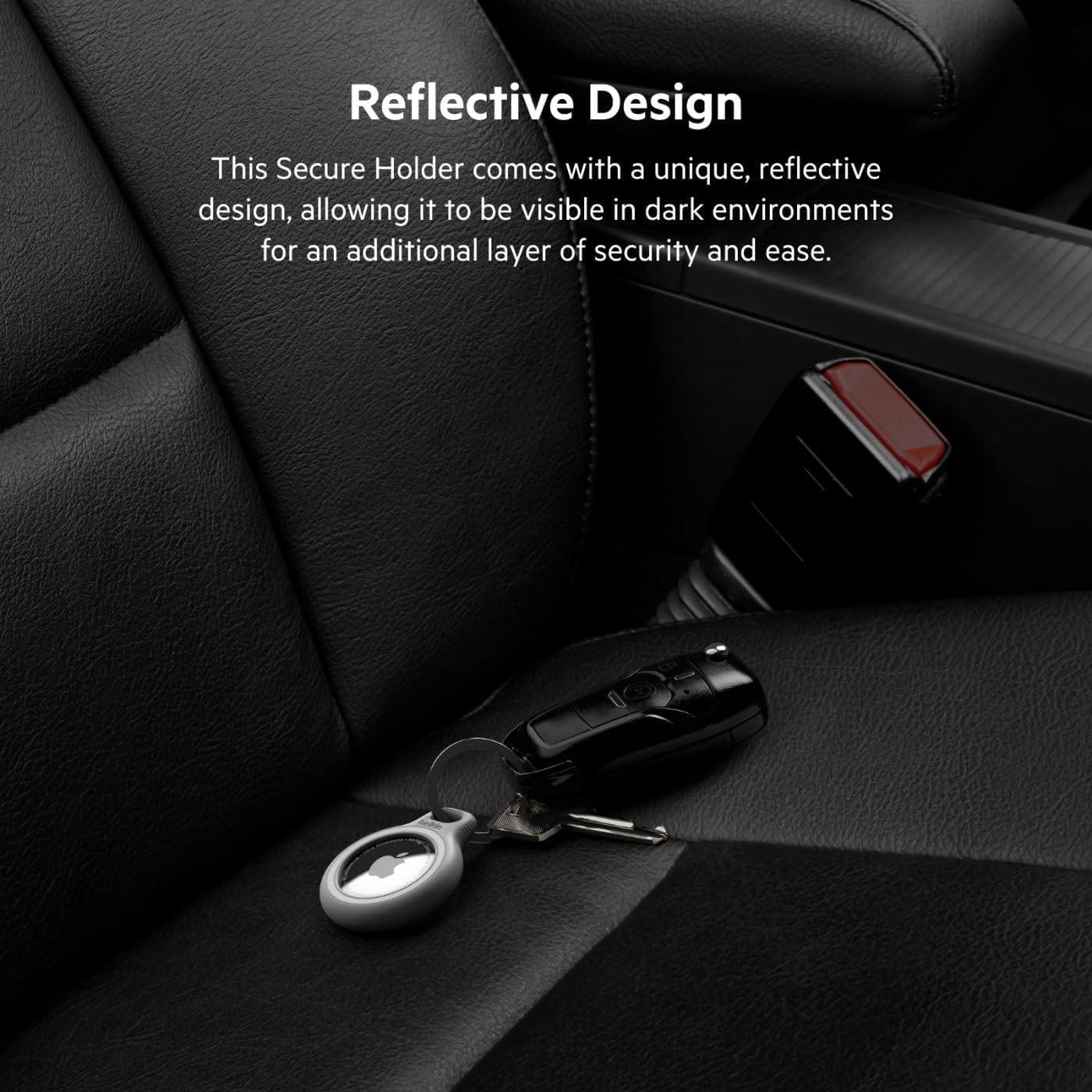 Funda para AirTag Belkin Gris con Llavero y Reflector - Paquete de 4