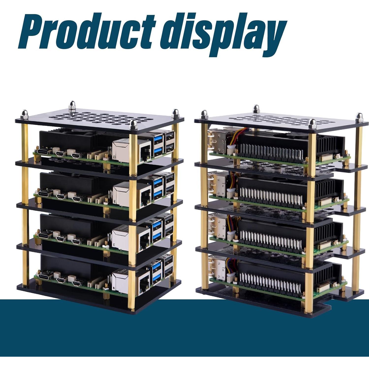 Caja Clúster 4 Capas GeeekPi para Raspberry Pi 5 con Enfriadores