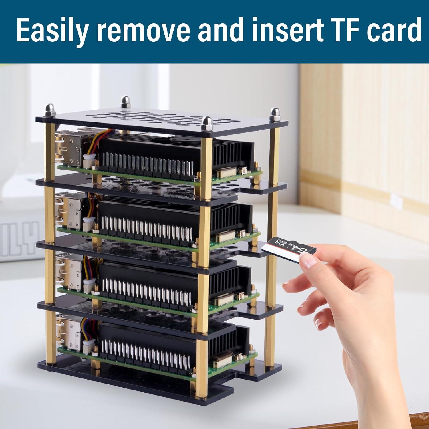 Caja Clúster 4 Capas GeeekPi para Raspberry Pi 5 con Enfriadores