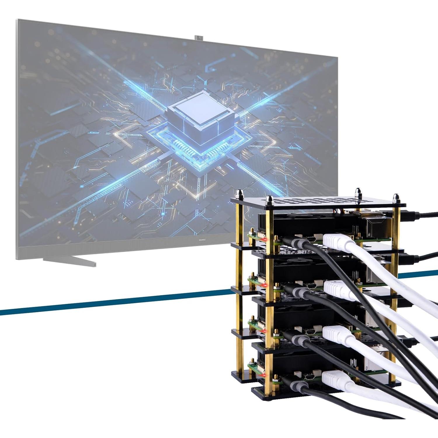 Caja Clúster 4 Capas GeeekPi para Raspberry Pi 5 con Enfriadores