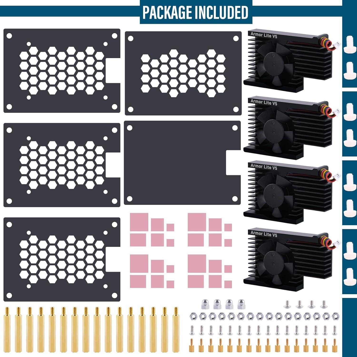 Caja Clúster 4 Capas GeeekPi para Raspberry Pi 5 con Enfriadores
