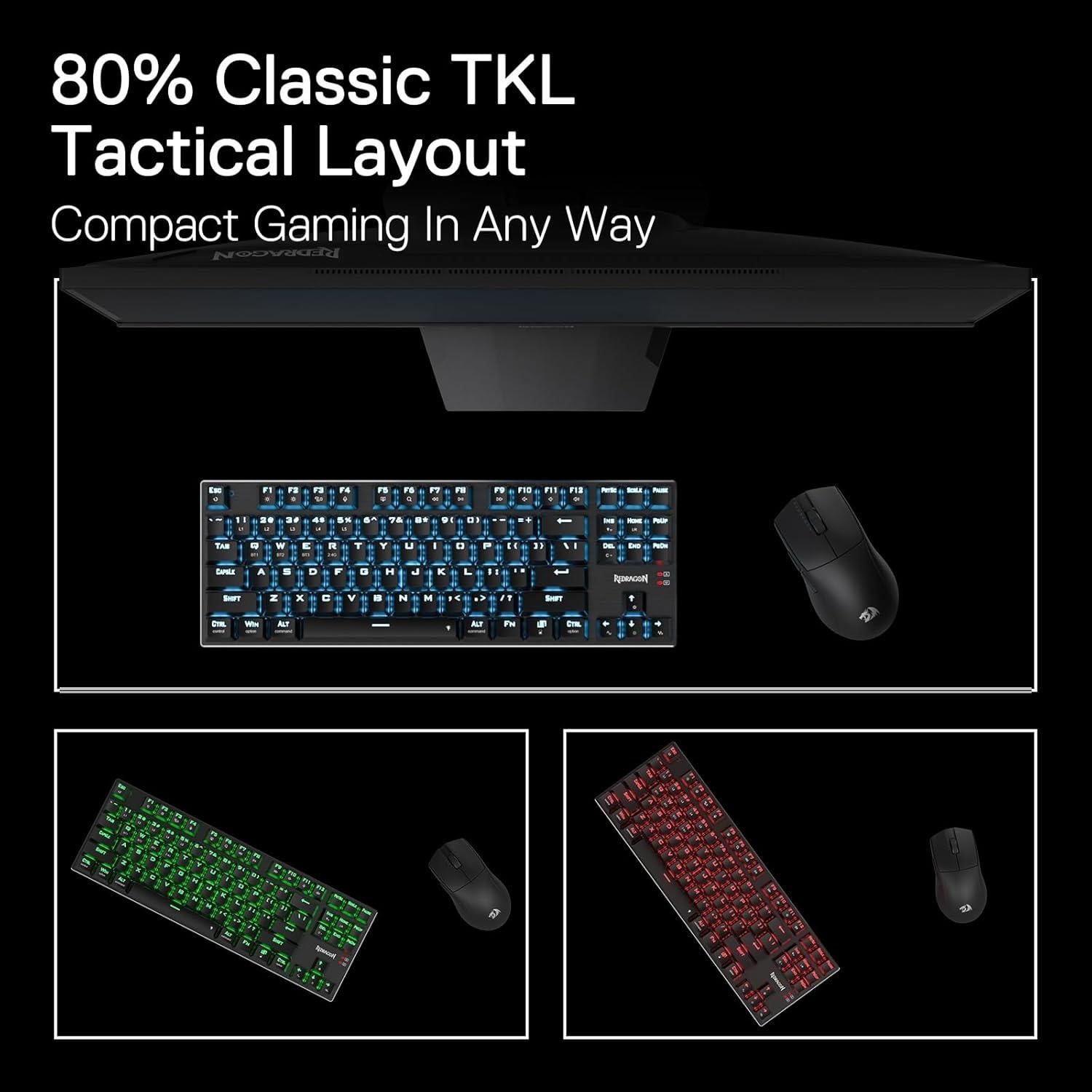 Teclado Gaming Inalámbrico Redragon K660RGB-PRO TKL 87 Teclas