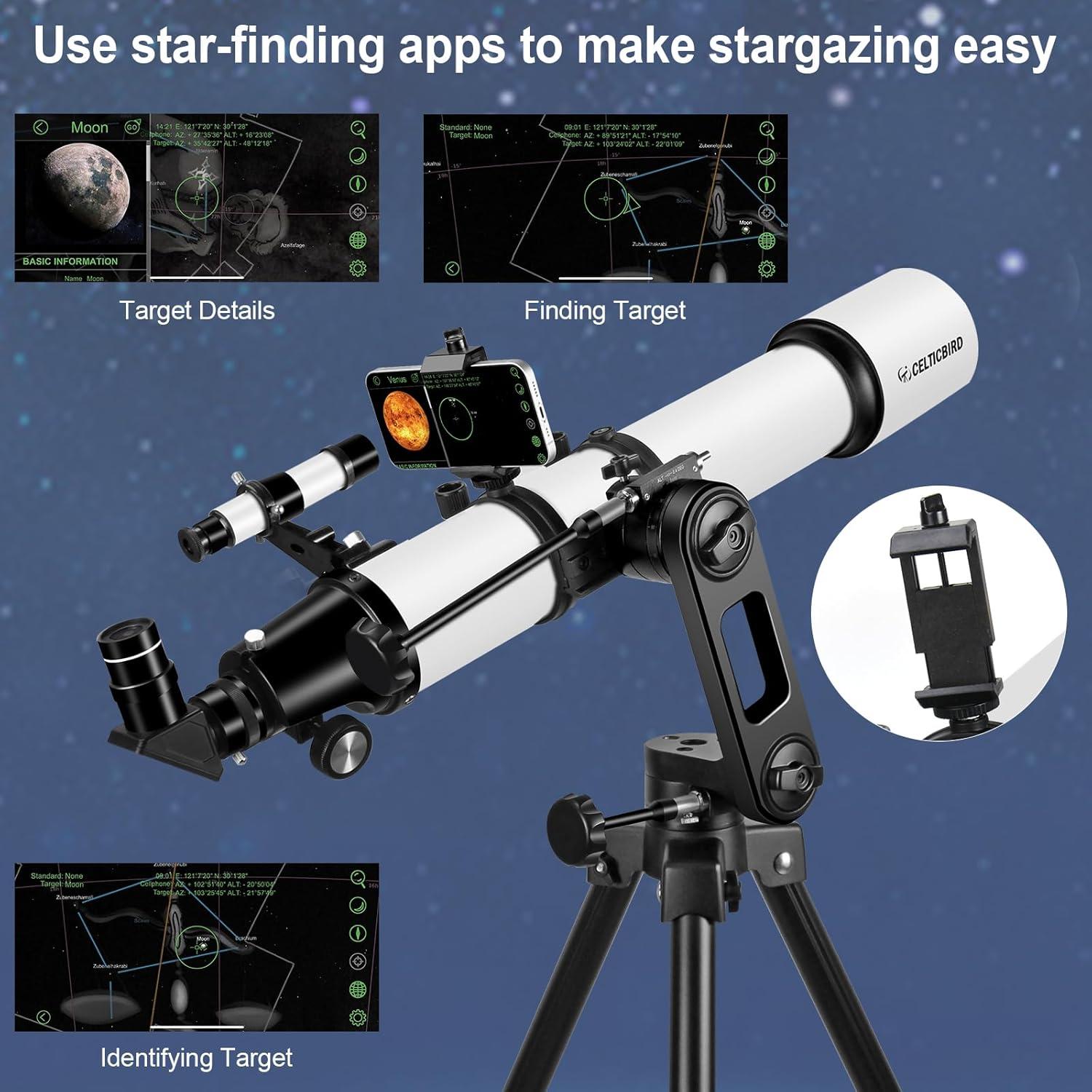 Telescopio Refractor Celticbird 90mm 700mm para Astronomía