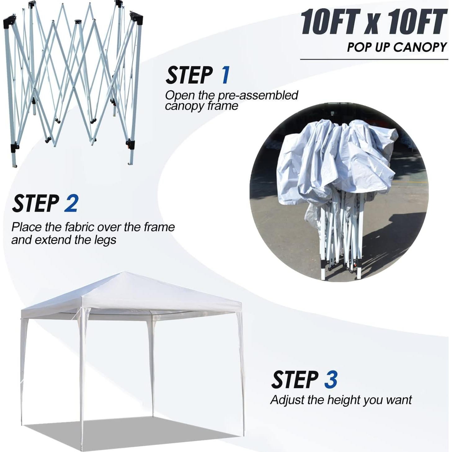 Carpa Plegable 10x10 CIPACHO Impermeable para Eventos Blancos