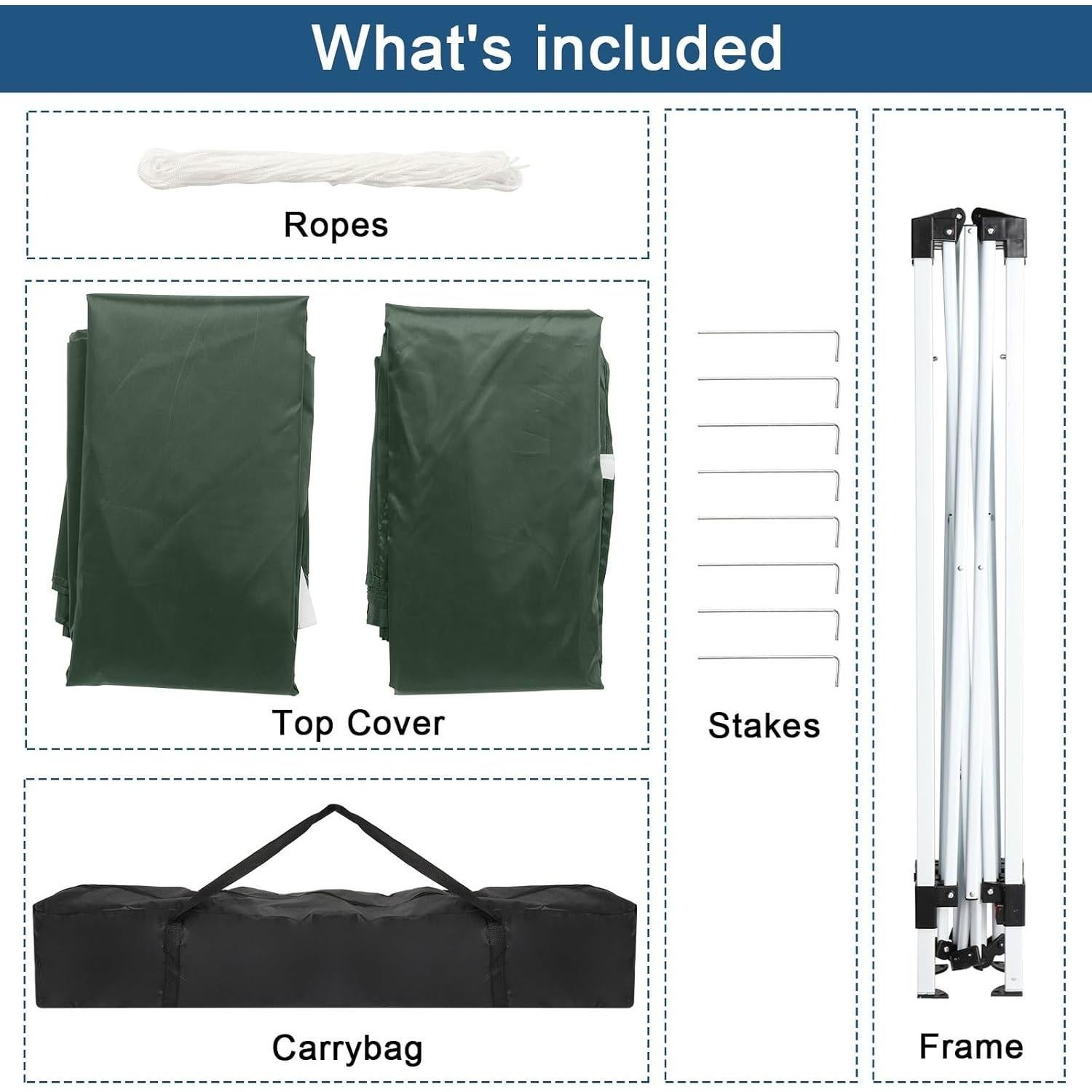 Carpa de Fiesta Impermeable KEPOOMAN 200x200x250cm Verde