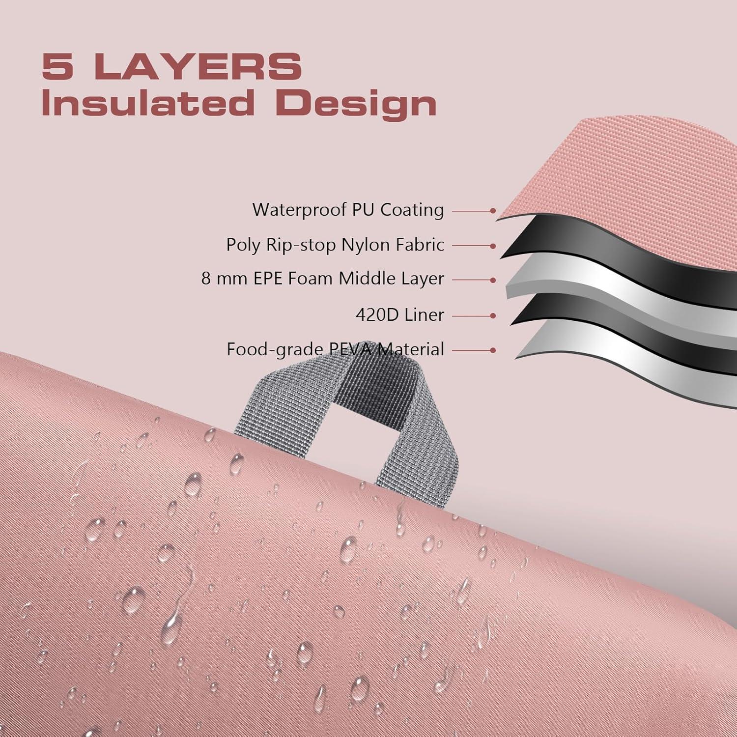 Mochila Enfriadora Aislada HAWGON 19L Impermeable Rosa Claro